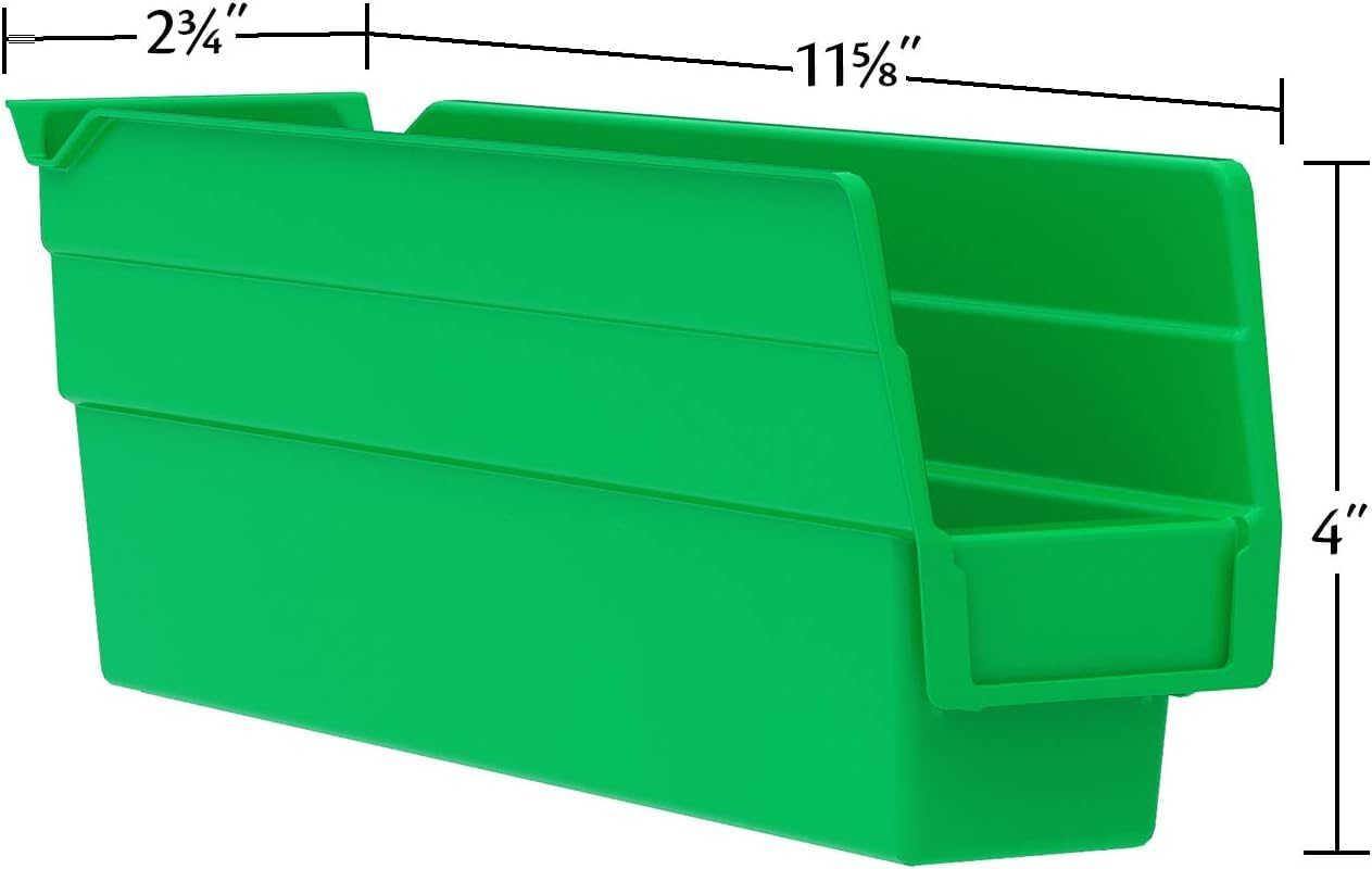 Akro-Mils 30110 Heavy Duty Plastic Shelf Bins - 24 Pack Blue Storage Containers (12x3x4 Inch) for Garage, Closet, Drawer & Pantry Organization - Perfect for Tools, Toys, Craft Supplies & Home Organization
