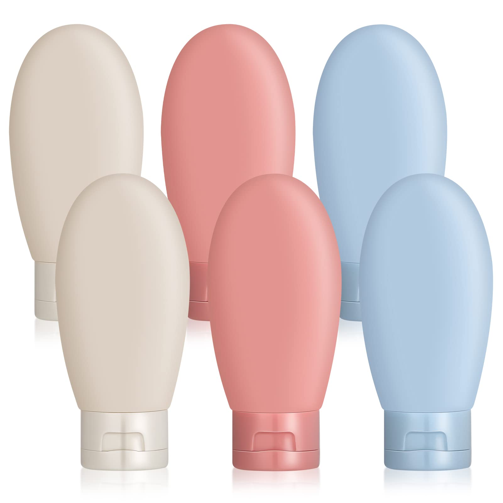 DesertCreations 6-Piece Travel Bottles Set - Leak Proof & Refillable Squeezable Containers for Toiletries, Shampoo, Soap & Body Wash (60ml) - Perfect for Air Travel, Camping & Gym Essentials
