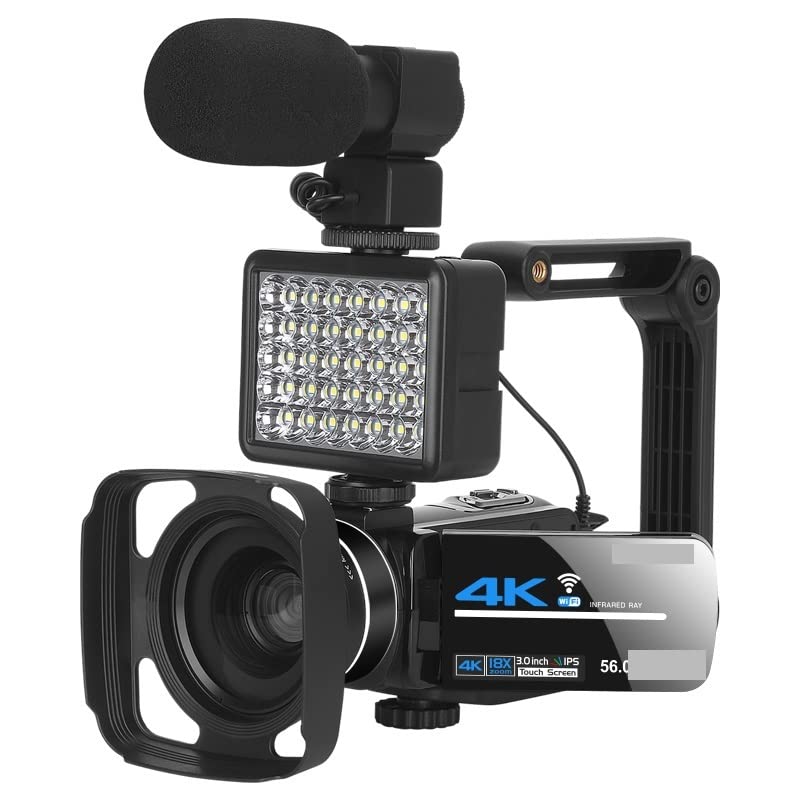 4K Professional Camcorder with Night Vision - 58MP Vlog Camera for Live Streaming & Photography (16G SD Card Included) - Perfect for Travel & Events