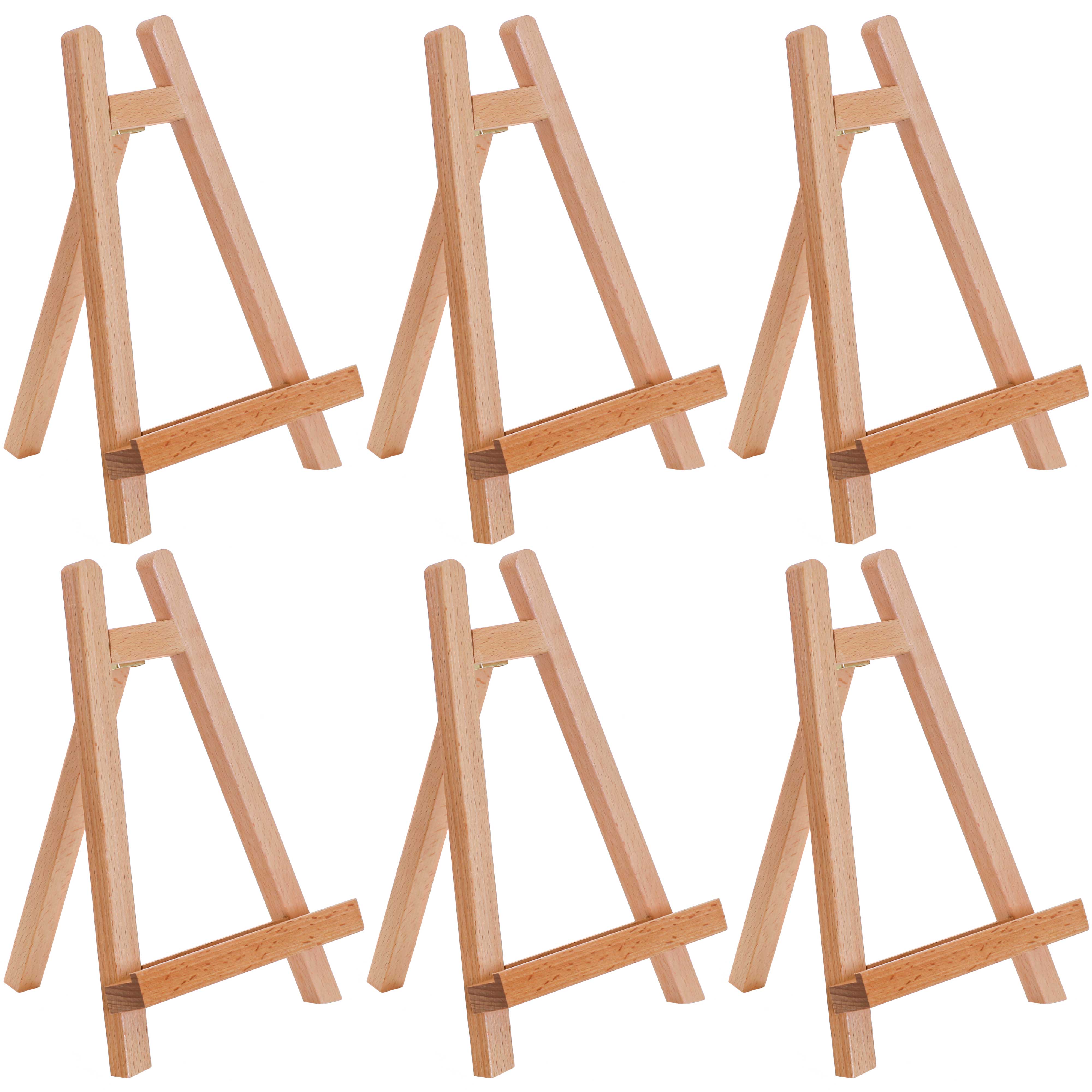 10.5 Inch Small Wooden Tabletop Easel (6 Pack) - A-Frame Artist Canvas Holder for Painting, Drawing & Display - Perfect for Art Studios, Classrooms & Home Decor