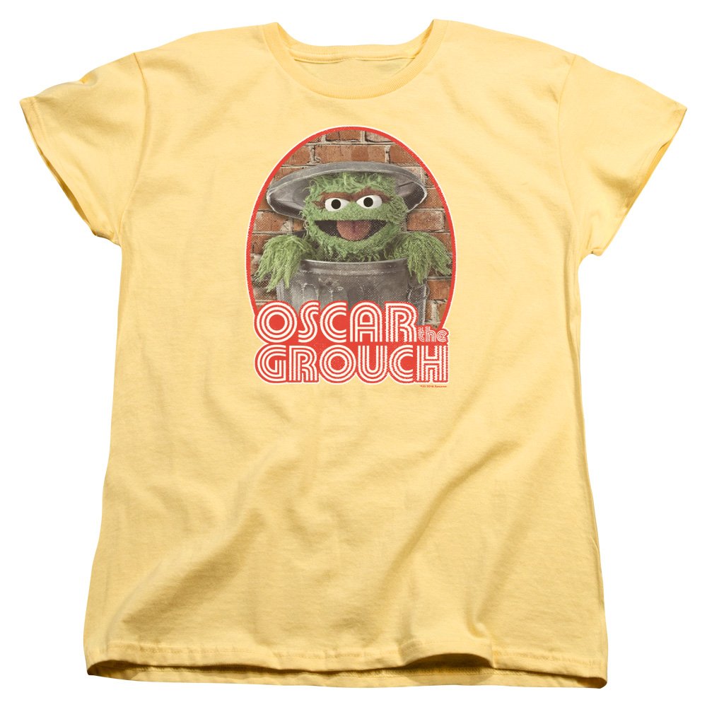 Trevco Sesame Street Oscar The Grouch Iron-On Women's T-Shirt | Funny Cartoon Graphic Tee for Fans | Perfect for Casual Wear, Costume Parties & TV Show Merchandise