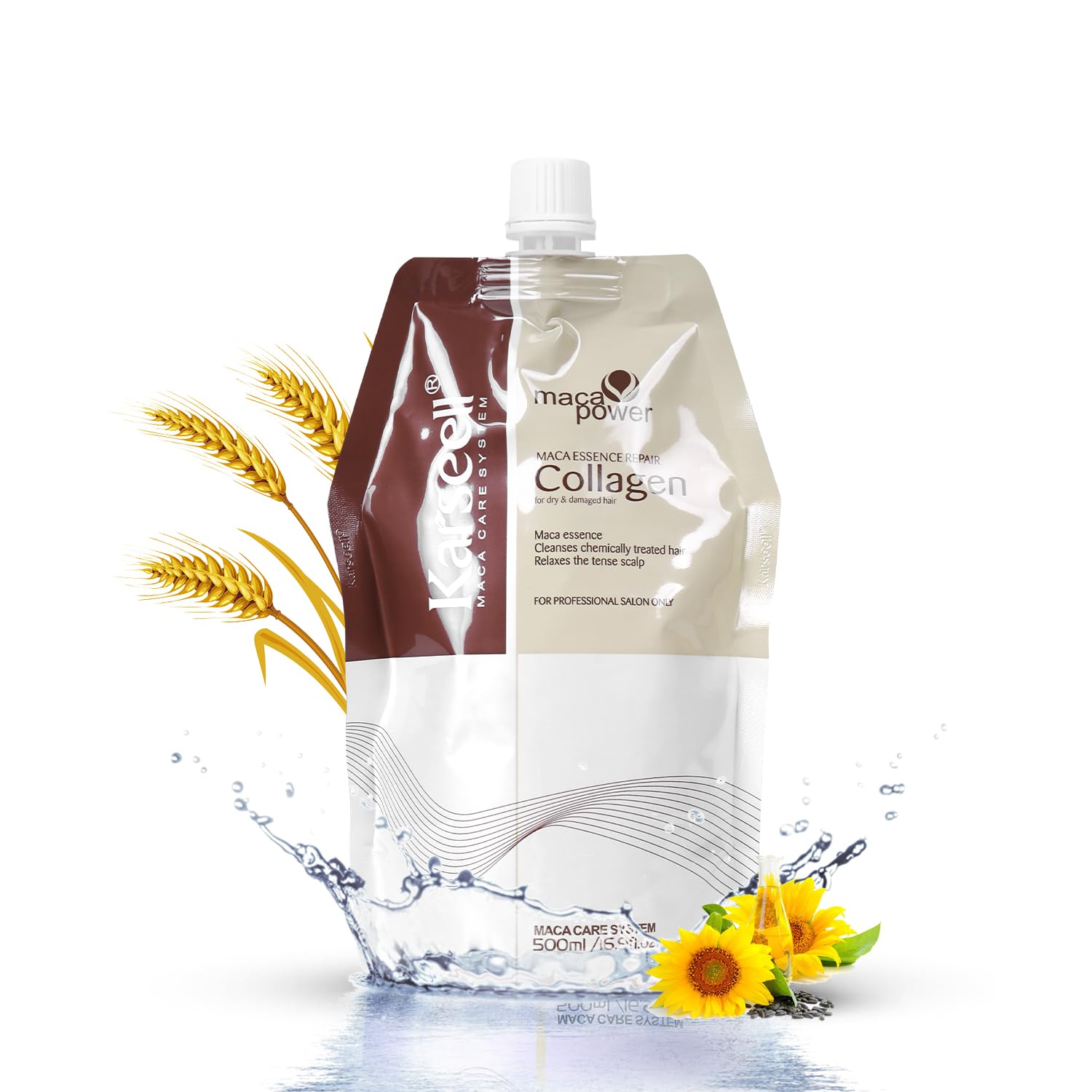 Karseell Collagen Hair Treatment 16.9 Oz (500ml) - Deep Repair Conditioner with Argan Oil & Keratin for Dry, Damaged, Curly, Bleached & All Hair Types - Salon-Quality Hair Mask for Hydration & Shine at Home