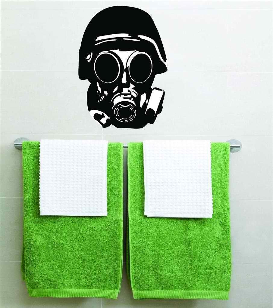 Biohazard Gas Mask Vinyl Wall Decal - Peel & Stick Graphic Sticker for Halloween Party, Dorm Room & Home Decor (20x14 Inches, 22 Colors) | Spooky Wall Art for Teens, Kids & Adults - Perfect for Horror Themed Rooms & Apocalypse Parties