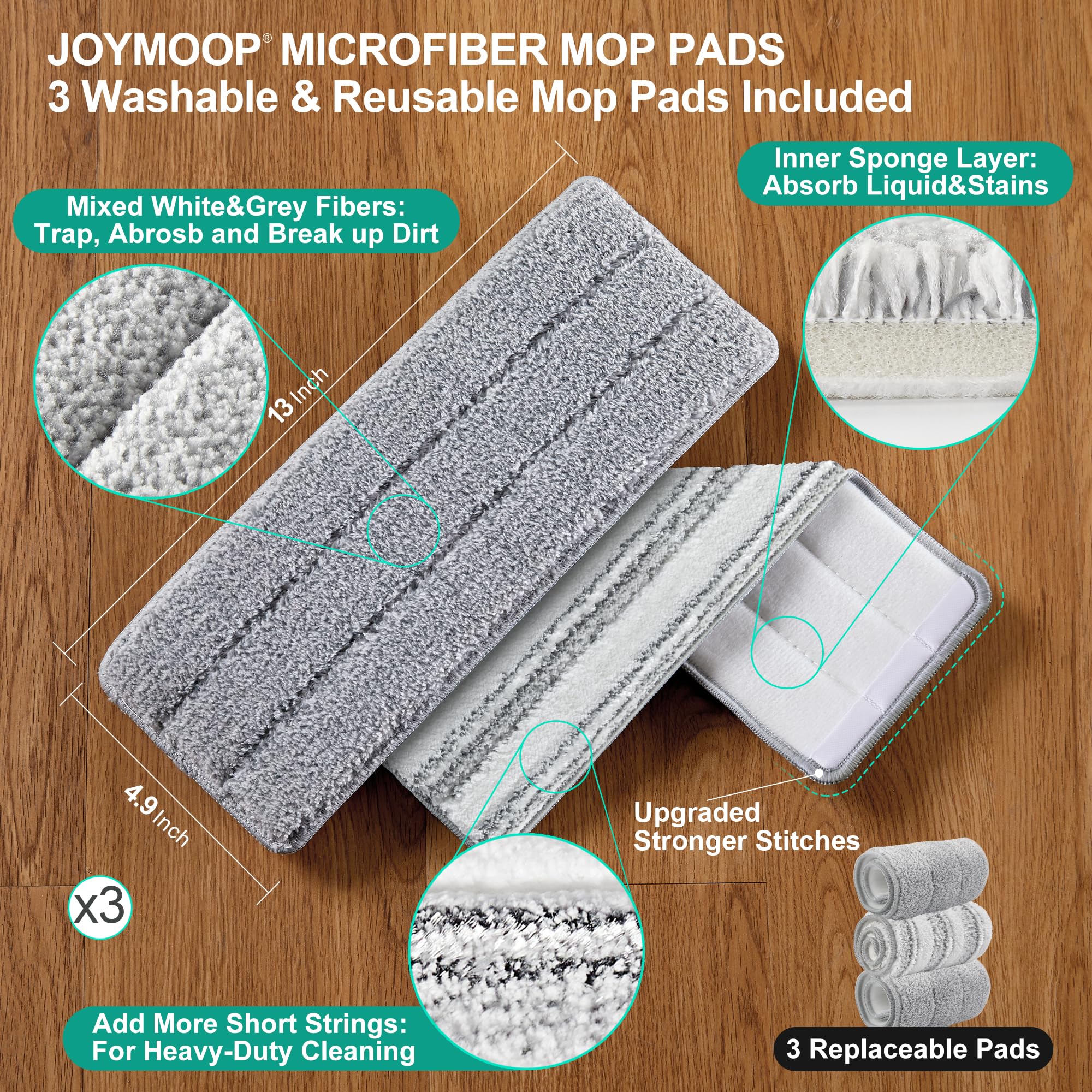 JOYMOOP Mop and Bucket Set with Wringer - 18pcs Microfiber Cleaning Cloths for Floors & Kitchen | Heavy-Duty Household Cleaning Tools for Tile, Hardwood & Laminate Floors