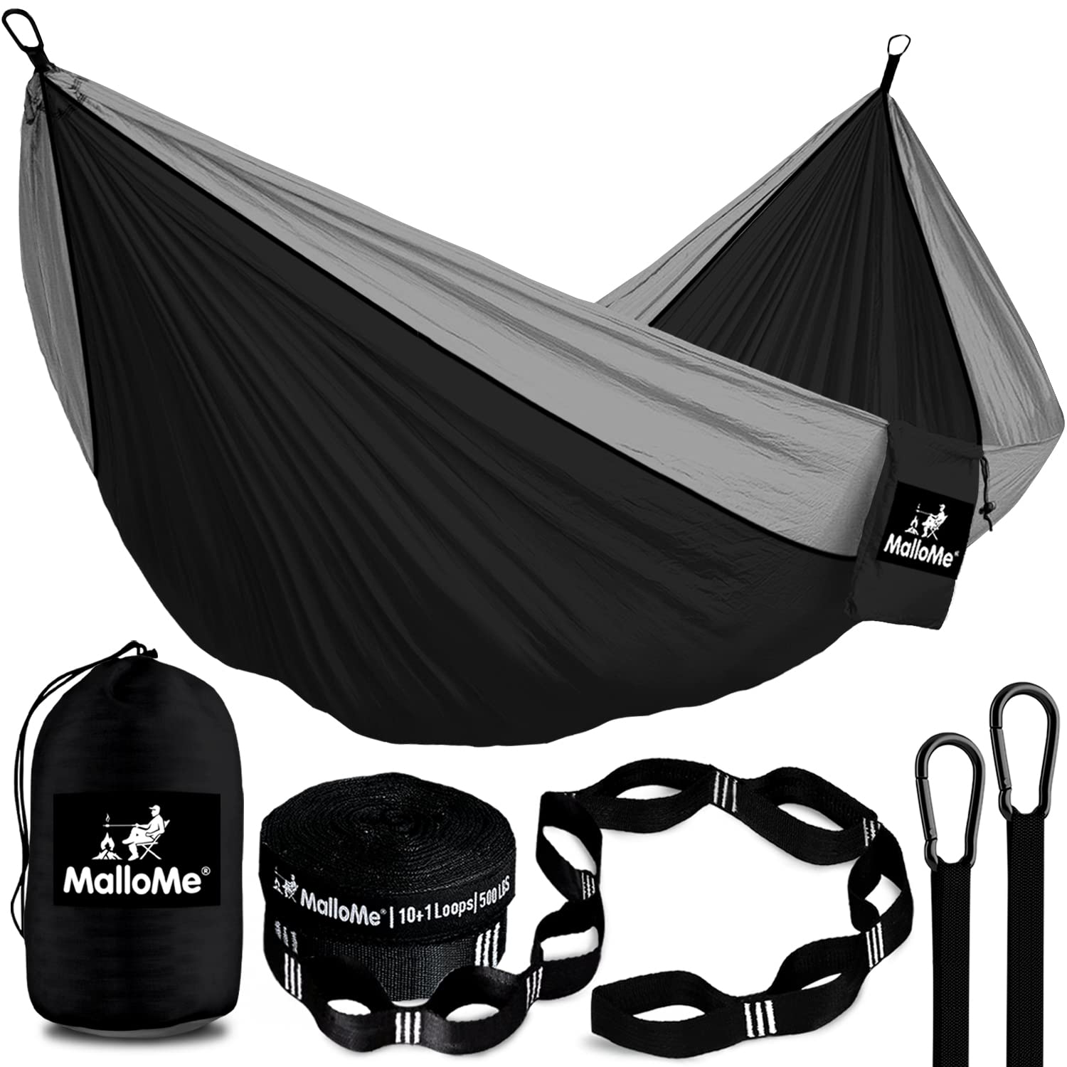 Premium MalloMe Camping Hammock with Heavy Duty Straps - Portable 1 & 2 Person Outdoor Hammock for Adults & Kids - Double Hammock for Backpacking, Hiking, Beach and Backyard Relaxation