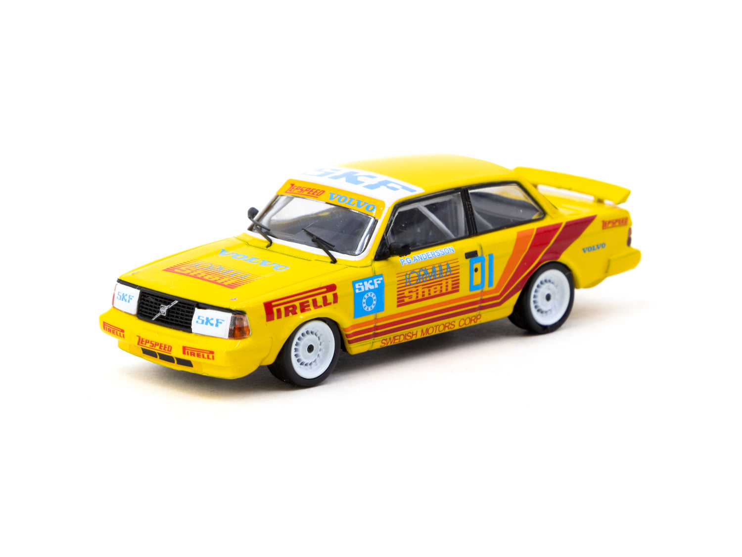 Tarmac Works 1/64 Scale Volvo 240 Turbo Thai Group A Championship Bira Circuit Pattaya Winner 1988 #1 Diecast Model Car - Perfect for Collectors, Racing Enthusiasts, and Display Cases