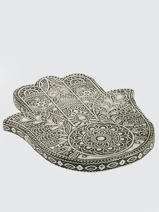 Namaste Hamsa Hand Embossed Incense Ash Catcher Holder - Spiritual Decor for Yoga Meditation & Home Altar