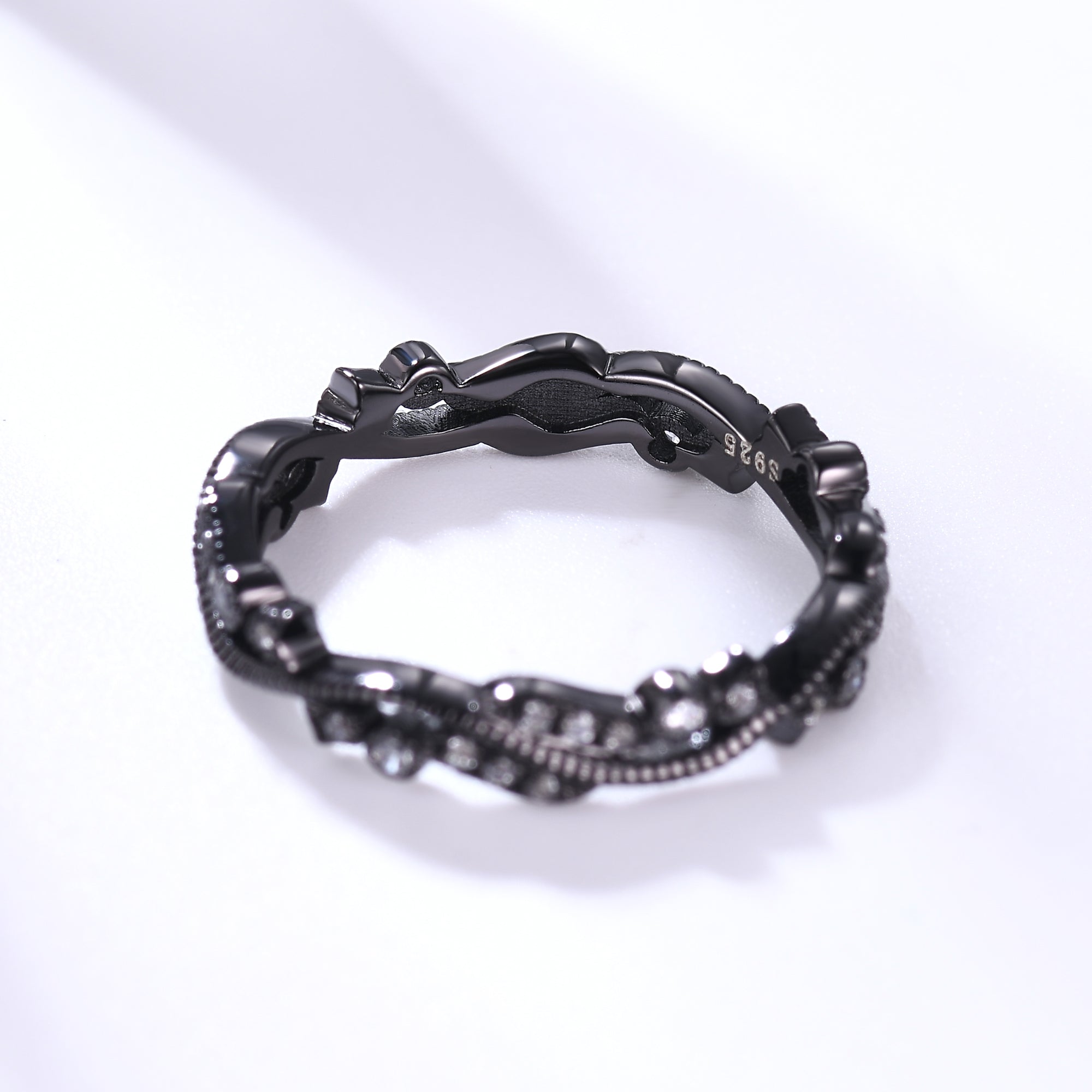 Art Deco Diamond Black Gold Wedding Band - Full Eternity Ring for Women, Bridal Jewelry, Anniversary Gift, Engagement Ring, Luxury Wedding Jewelry for Special Occasions