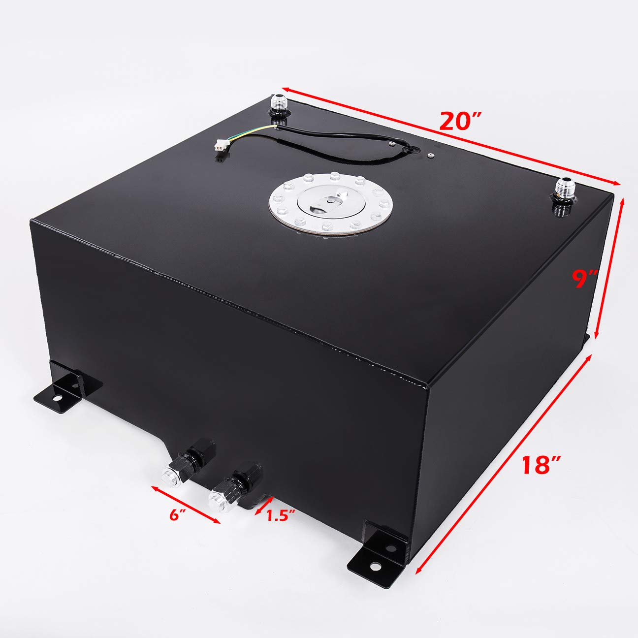 50L/13Gal Black Aluminum Fuel Cell Tank with Chrome Cap & Braided Nylon Oil Line - Universal Upgrade Replacement for Cars, Trucks & Off-Road Vehicles - High Performance Fuel Storage Solution for Racing, Tuning & Automotive Applications