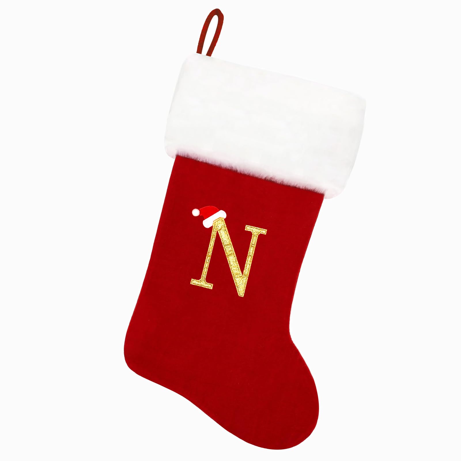 20 Inch Red Velvet Christmas Stockings with White Plush Cuff - Personalized Monogram Embroidery for Holiday Decor - Perfect for Fireplace, Xmas Tree & Family Gift Exchange