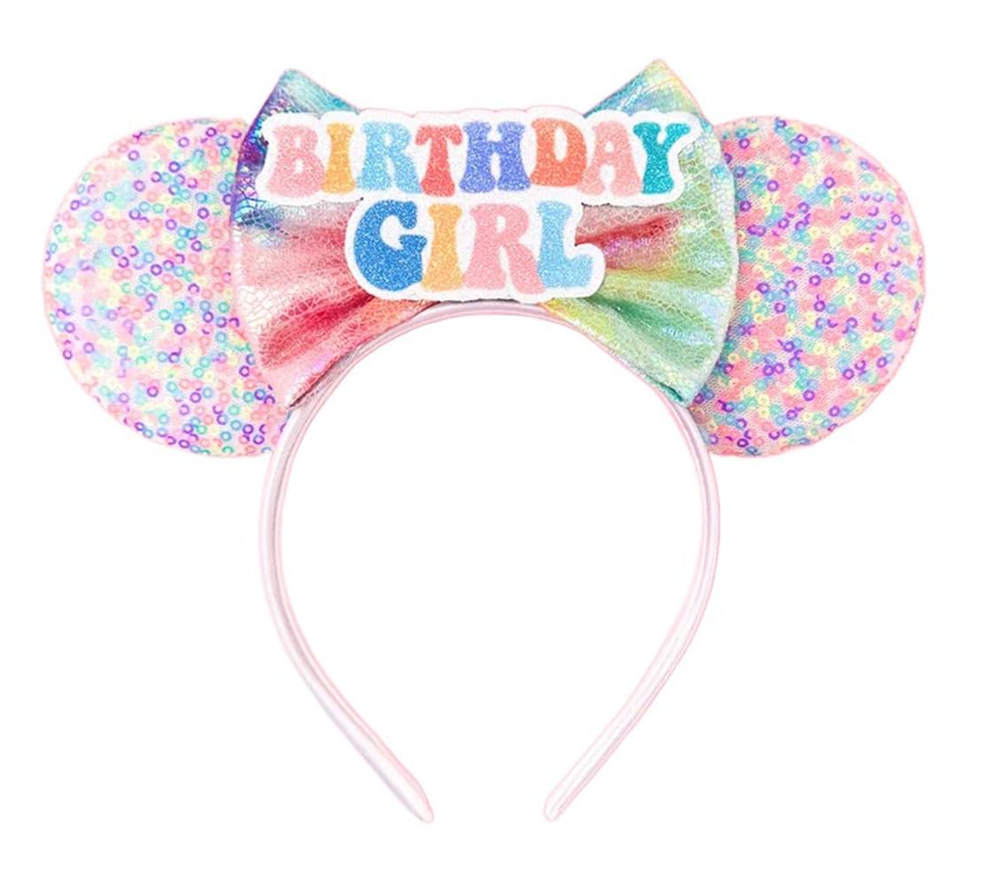 Sparkling Mouse Ears Birthday Headband with Shiny Sequins & Diamond Decor - Costume Cosplay Accessory for Girls & Women | Perfect for Disney Parties, Birthday Celebrations & Themed Events (BR-5)