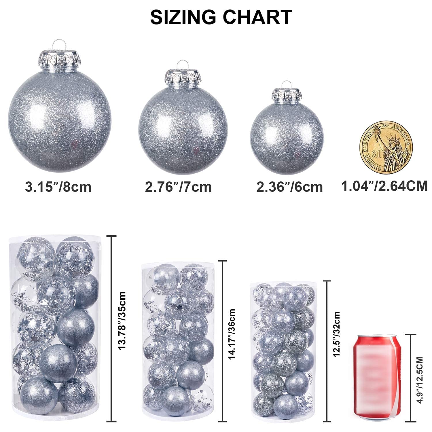 24 Pcs Christmas Ornaments Set - 4 Styles Shatterproof Tree Balls for Holiday Decor