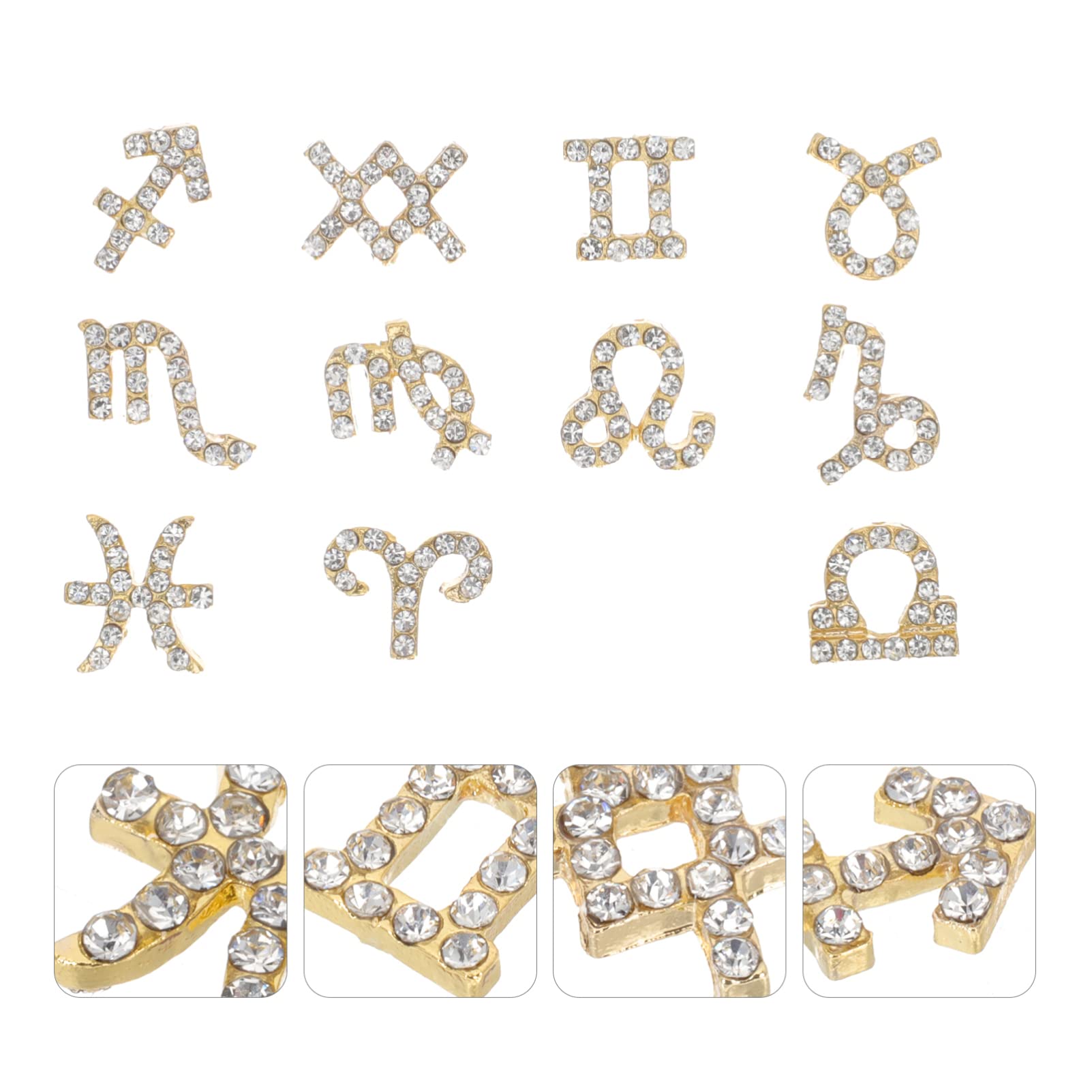 Lurrose Zodiac Nail Charms - 12pcs Constellation Rhinestone Nail Art Decor for DIY Crafts, Manicure & Nail Art Accessories | Perfect for Birthday Gifts, Party Nail Designs & Home Decor