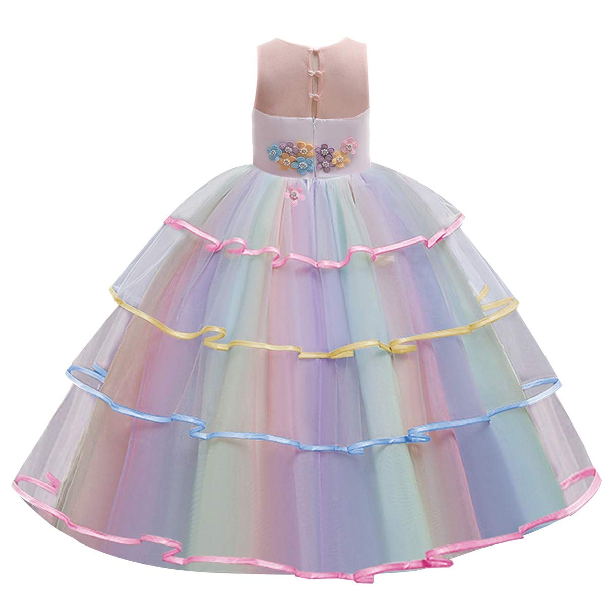 Unicorn Princess Dress for Girls - Sleeveless Birthday Party, Wedding, Christmas, Halloween & Carnival Costume with Headband - Perfect for Dress-Up, Role Play & Special Occasions