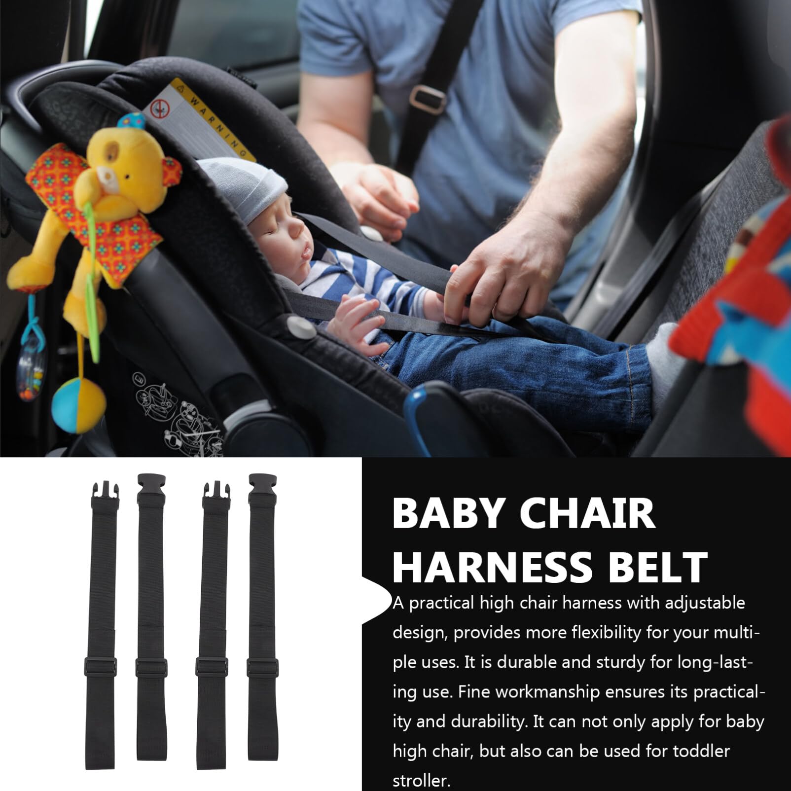 NUOBESTY 3-Pack Adjustable Baby High Chair Safety Straps - Secure Harness for Dining Chairs, Travel & Home Use - Perfect for Restaurants, Airplanes & Toddler Mealtime Safety