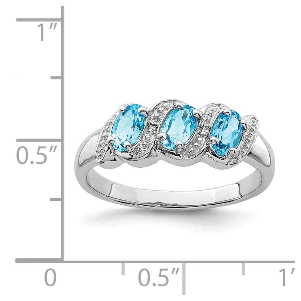 925 Silver Swiss Blue Topaz & Diamond Ring for Engagement & Wedding