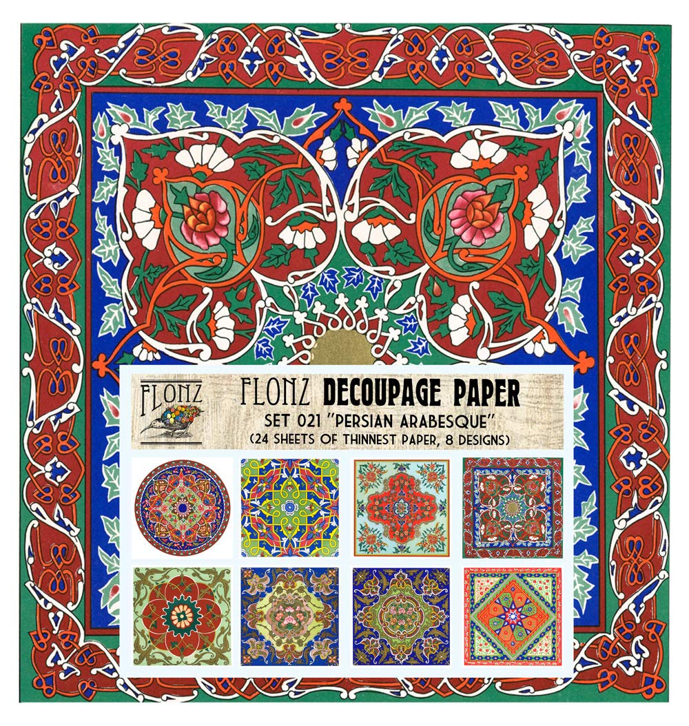Vintage Persian Arabesque Decoupage Paper Pack - 24 Sheets 6x6 Inch Floral Design Scrapbooking Paper for DIY Crafts, Card Making, Home Decor & Gift Wrapping - Perfect for Scrapbooks, Journals, and Decorative Projects