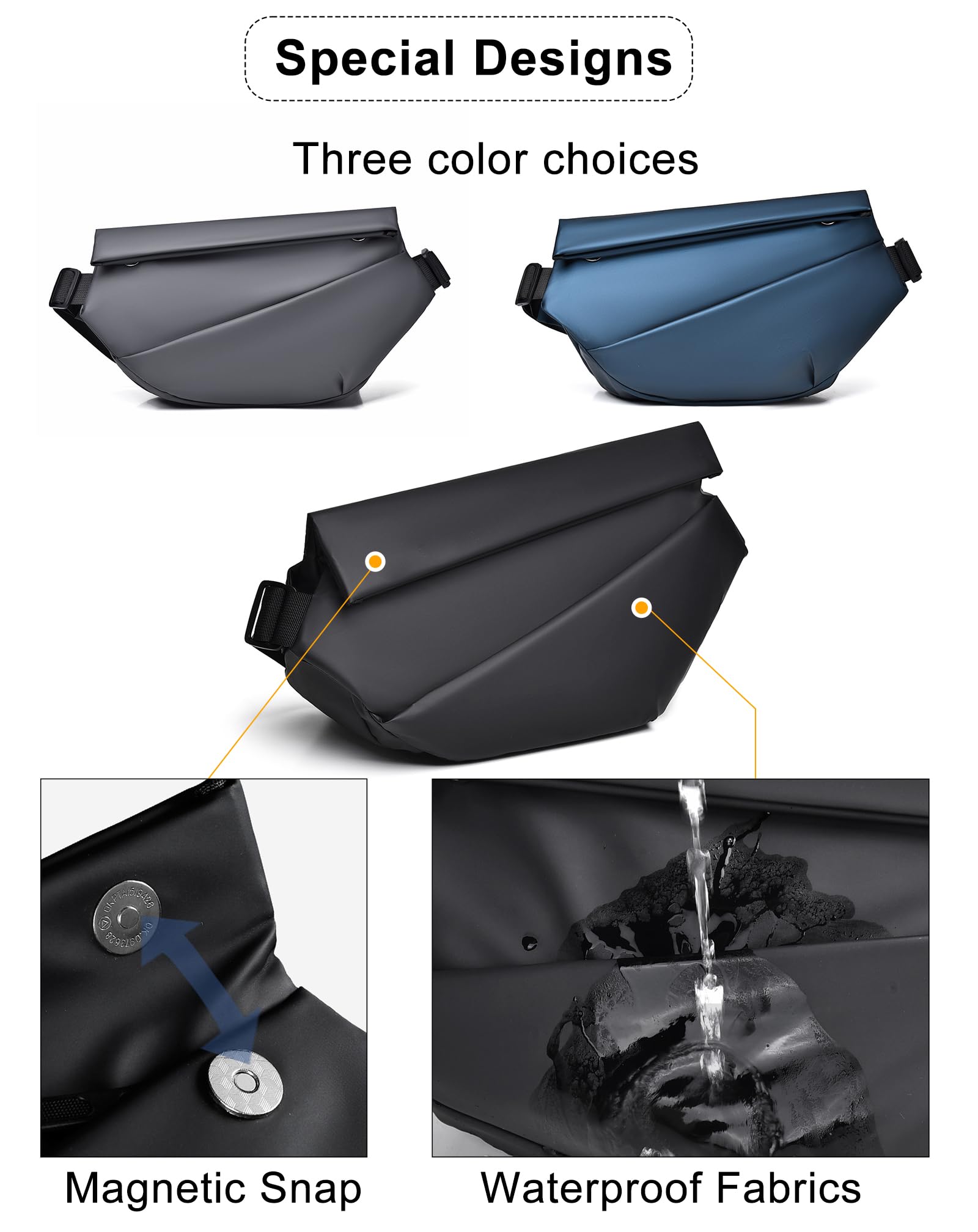 Men's Waterproof Messenger Sling Bag - Travel Crossbody Chest Pack for Hiking & Commuting