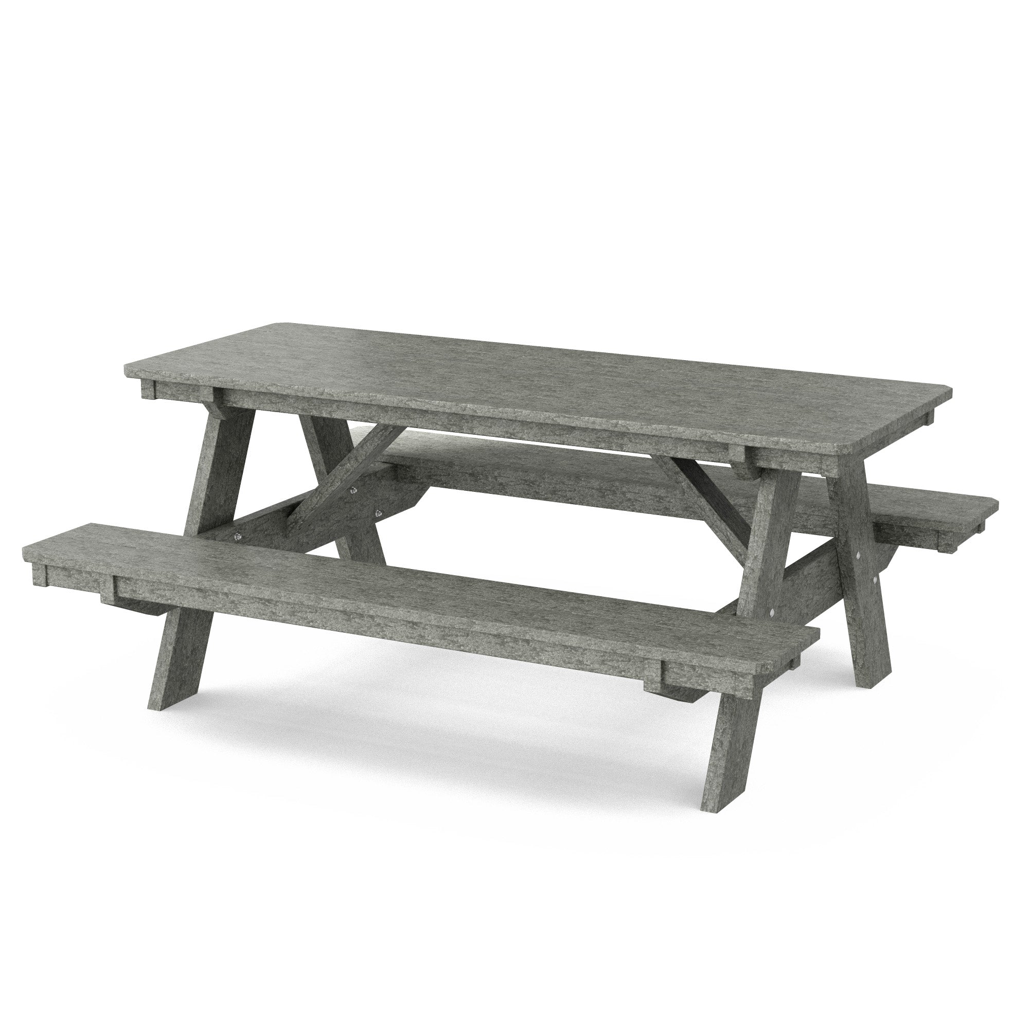 Heritage 72 Inch Outdoor Picnic Table with Attached Benches - Durable All-Weather Patio Furniture for Backyard, Garden, and Park Gatherings
