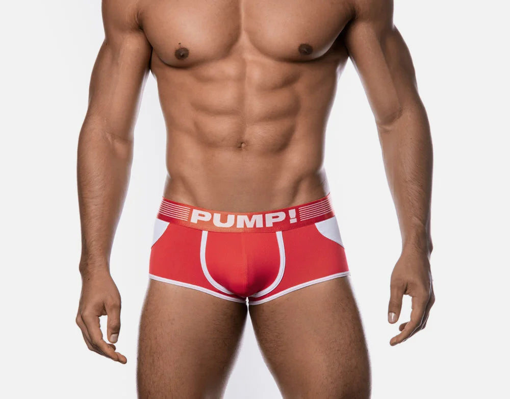 **PUMP! Men's Mesh Jockstrap Boxer Briefs - Red - Breathable & Comfortable Underwear for Workout, Gym & Sports**