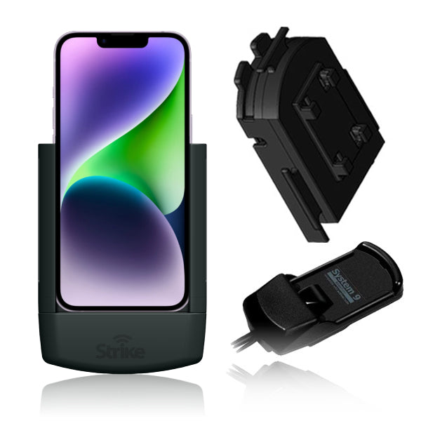 iPhone 14 Plus Car Mount with Strike Alpha Cradle & Adapter - Perfect for Bury System 9 - Hands-Free Driving Solution for Commuters & Road Trips