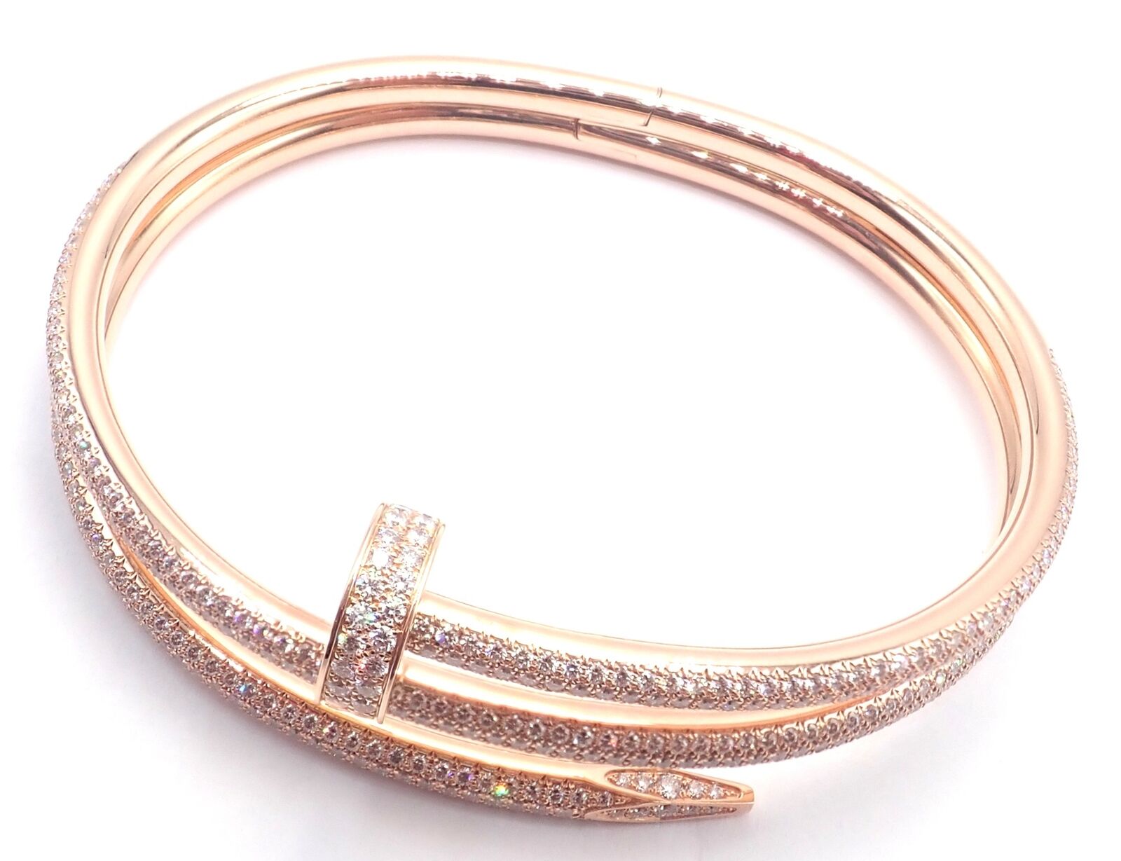 Cartier Juste un Clou 18K Rose Gold Diamond Bangle Bracelet - Size 16 - Luxury Nail Design Jewelry for Women - Perfect for Weddings, Anniversaries & Special Occasions
