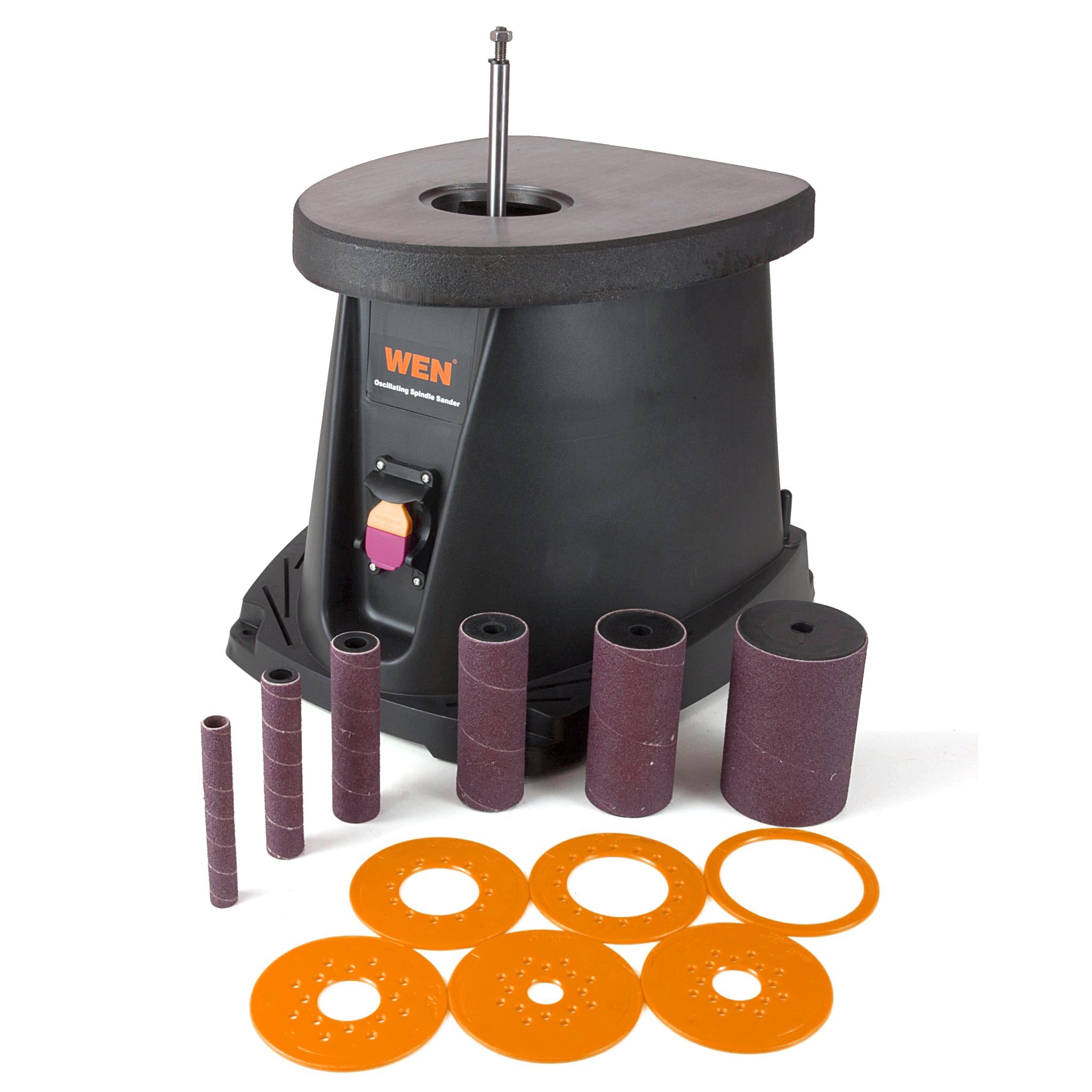 WEN AT6510 Oscillating Benchtop Spindle Sander | 1/3HP Power, 5 Sanding Sleeves | Perfect for Woodworking, DIY Projects & Furniture Making