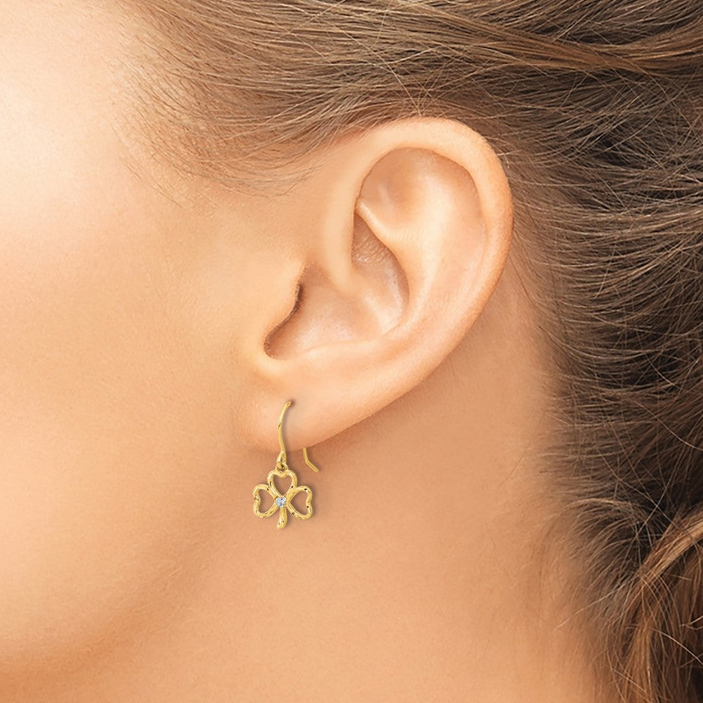 Gold Diamond Cut Clover Dangle Earrings TF2365 - Elegant 14K Gold Clover Leaf Drop Earrings for Women, Perfect for St. Patrick's Day, Weddings & Special Occasions