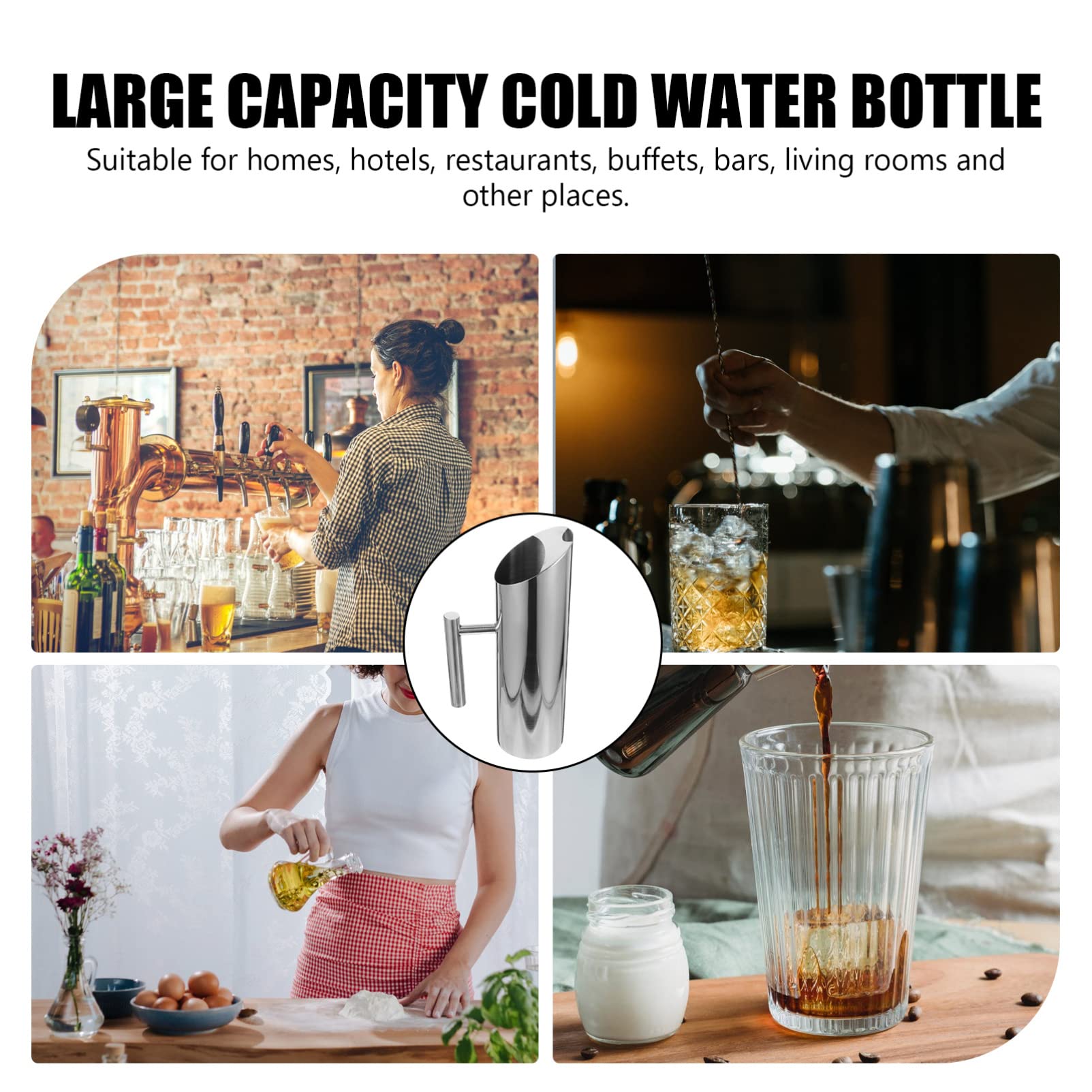 1.5L Stainless Steel Water Pitcher - Large Capacity Cold Drink Dispenser for Iced Tea, Lemonade & Beverages | Perfect for Home, Bar, Parties & Outdoor Gatherings | BPA-Free & Durable Design