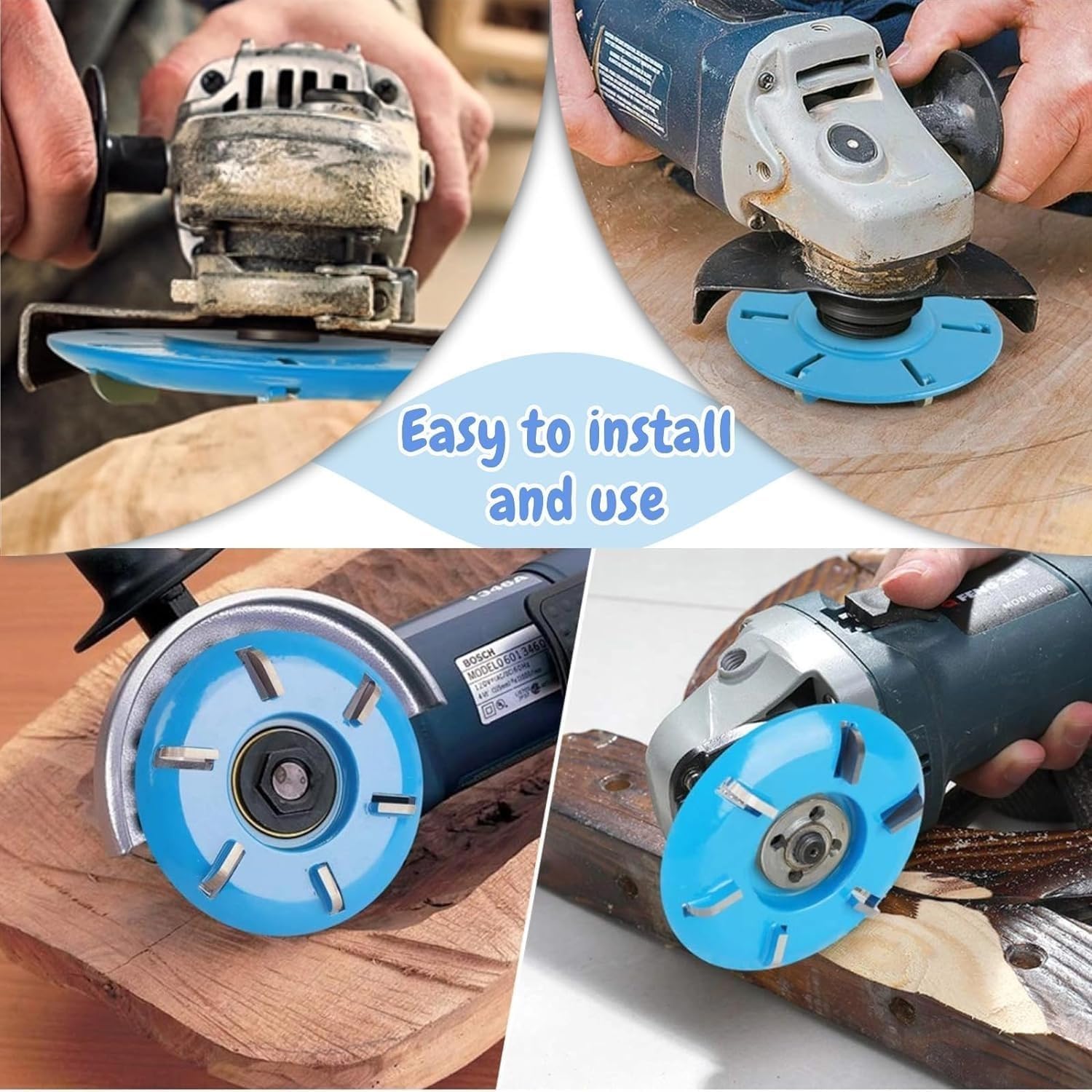 Backkitchen 6 Teeth Wood Carving Disc - Stump Grinder Blade for Angle Grinder (22mm Inner Diameter, Flat Blade) - Perfect for Tree Stump Removal, Wood Carving & DIY Projects