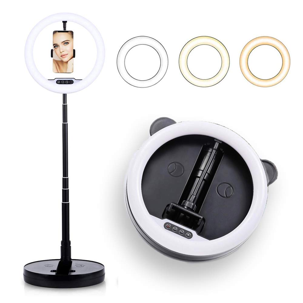 10.8-inch LED Ring Light with Stand & Phone Holder - Adjustable Brightness & Color Temperature (Cool/Warm/Mixed) for Photography, Makeup, TikTok Videos - USB Powered Portrait Lighting for YouTube, Live Streaming & Selfies