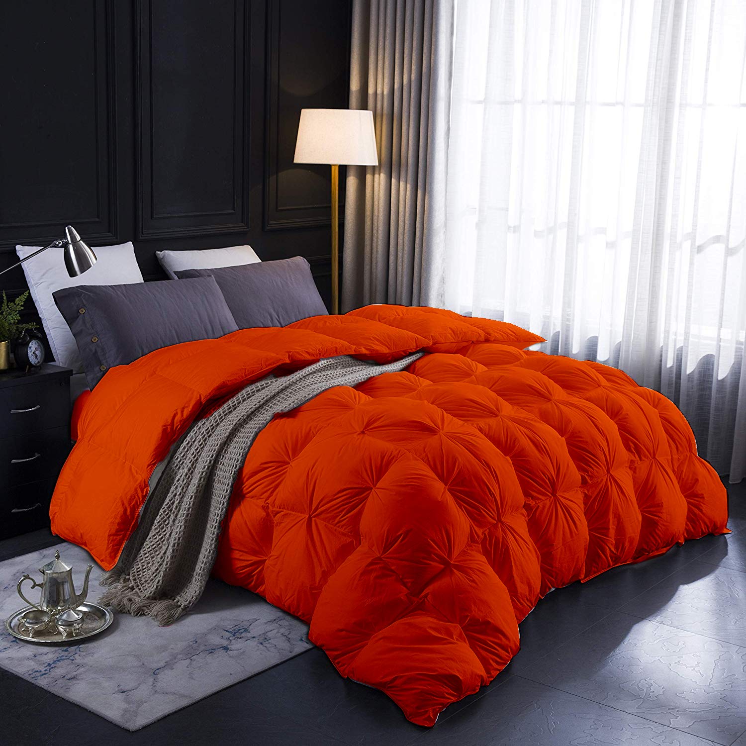 Premium 1000-TC Pinch Pleated Down Alternative Comforter Set - Full Size 82x86 Inches - 700 GSM Hypoallergenic All-Season Bedding with 2 Pillow Shams - 100% Egyptian Cotton for Luxurious Hotel-Style Comfort - Perfect for Master Bedrooms, Guest Rooms & Cozy Winter Nights