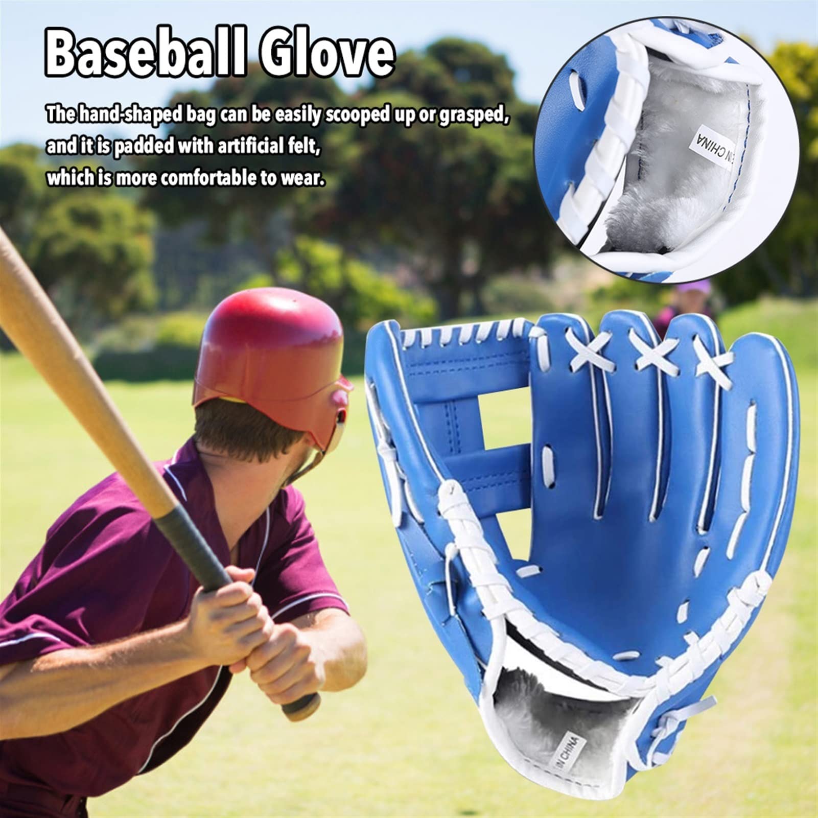 Premium 11.5 Inch Blue Baseball & Softball Gloves - Comfortable, Durable with Adjustable Shoulder Straps for Youth & Adult Players - Perfect for Training, Games & Outdoor Sports Activities
