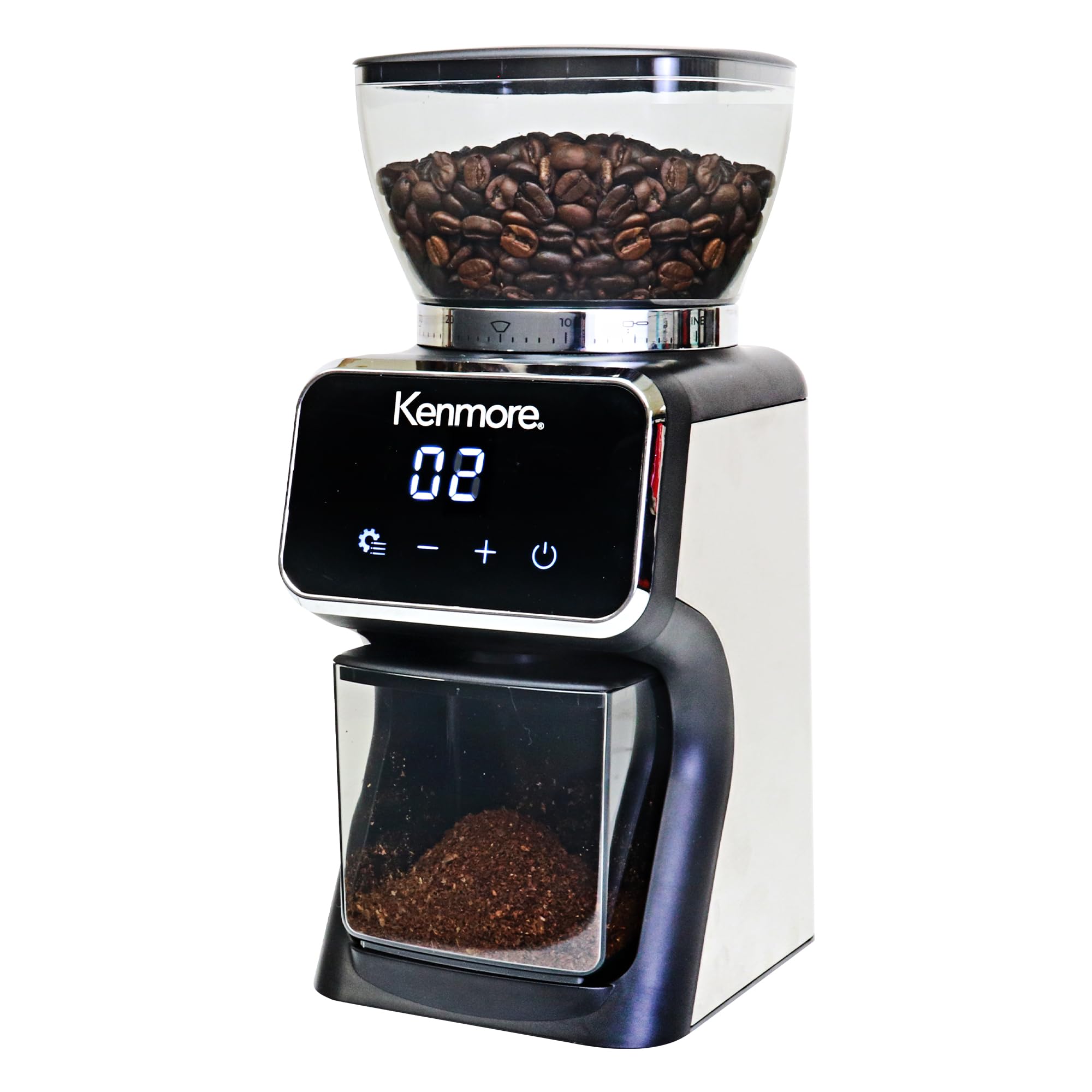 Kenmore Conical Burr Coffee Grinder - 30 Precise Grind Settings for Espresso, French Press, Drip Coffee & Spices, Digital Dosing Control, Perfect for Home Brewing & Kitchen Use