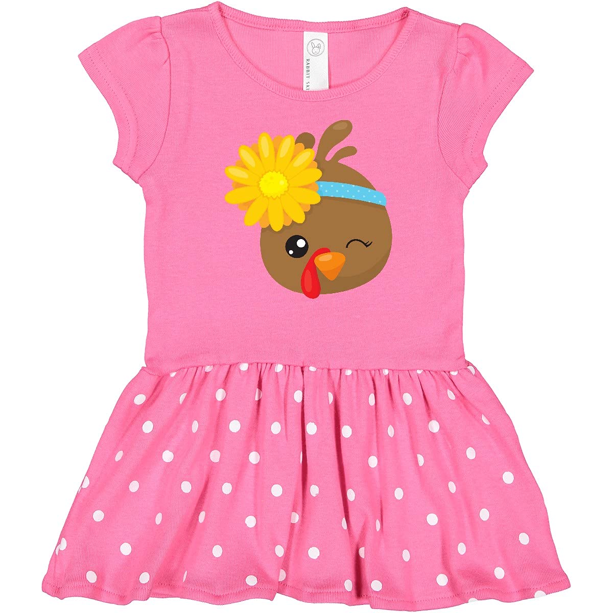 Inktastic Thanksgiving Turkey Print Brown Turkey & Sunflower Baby Dress - Cute Holiday Outfit for Infants, Perfect for Family Gatherings & Photo Shoots
