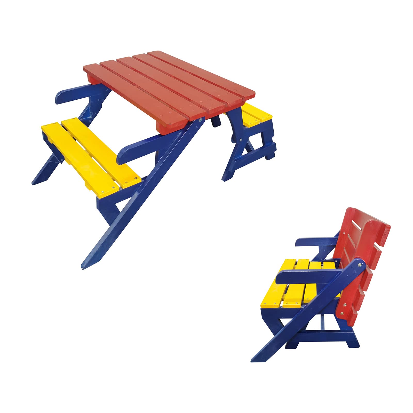 Kids Picnic Table Set - Toddler Outdoor Wooden Table & Chair Set with Flip Top Bench for Patio, Garden, Deck - Perfect for Outdoor Playdates, Backyard Parties & Preschool Activities