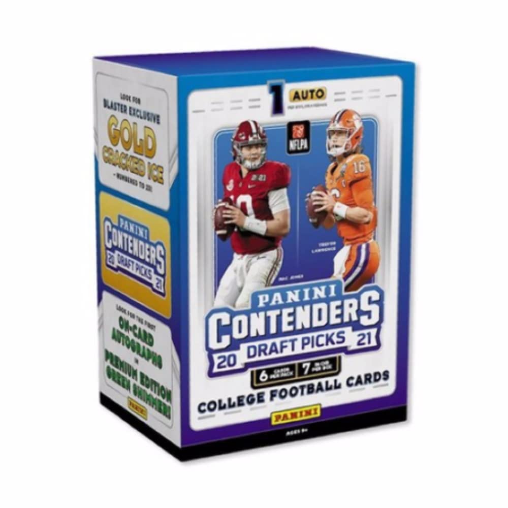 2021 Panini Contenders Draft Picks College Football Blaster Box - 1 Autograph Guaranteed per Box | Collectible Trading Cards for NFL Fans & Sports Memorabilia Collectors | Perfect for Gifts, Display & Investment