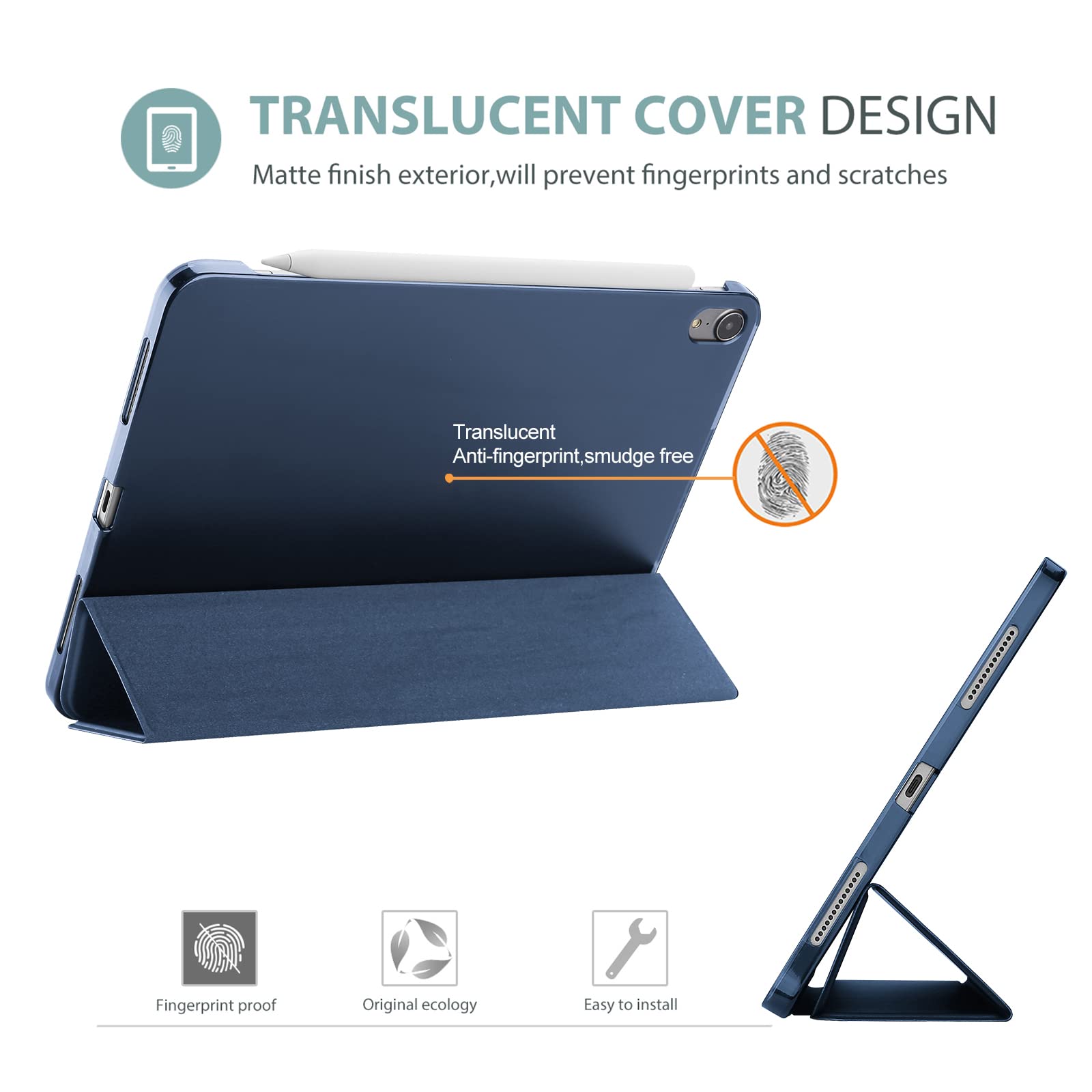 ProCase Protective Case for iPad Air 5 (10.9-inch, 2022/2020 Model) with Smart Cover & Tablet Sleeve - Navy Blue | Perfect for Work, School & Travel Protection
