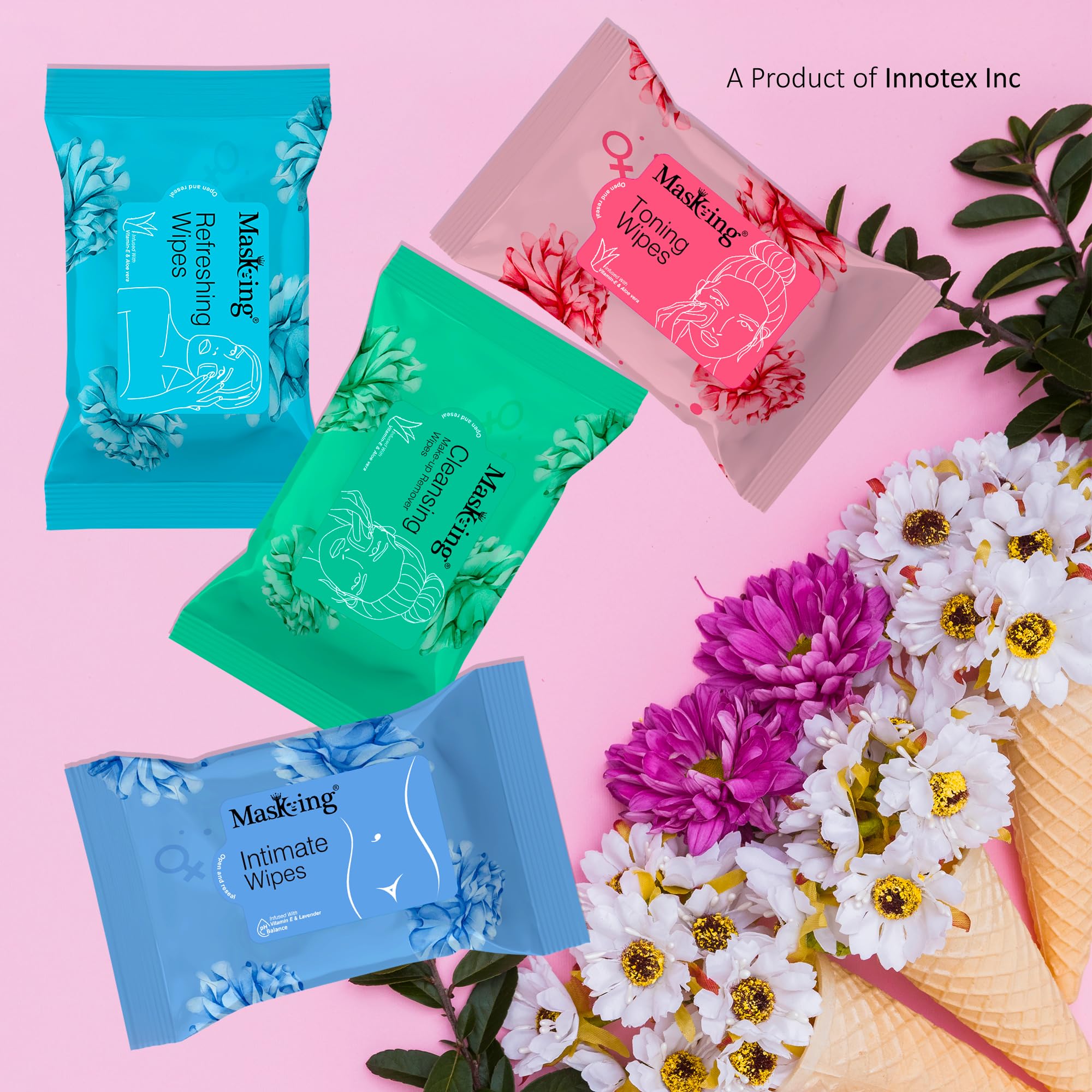 MasKing Cleansing Facial Wipes - Makeup Remover & Toner with Aloe Vera & Vitamin E | 6-Pack (10 Wipes Each) | Gentle for All Skin Types | Perfect for Travel, Gym & Daily Skincare Routine