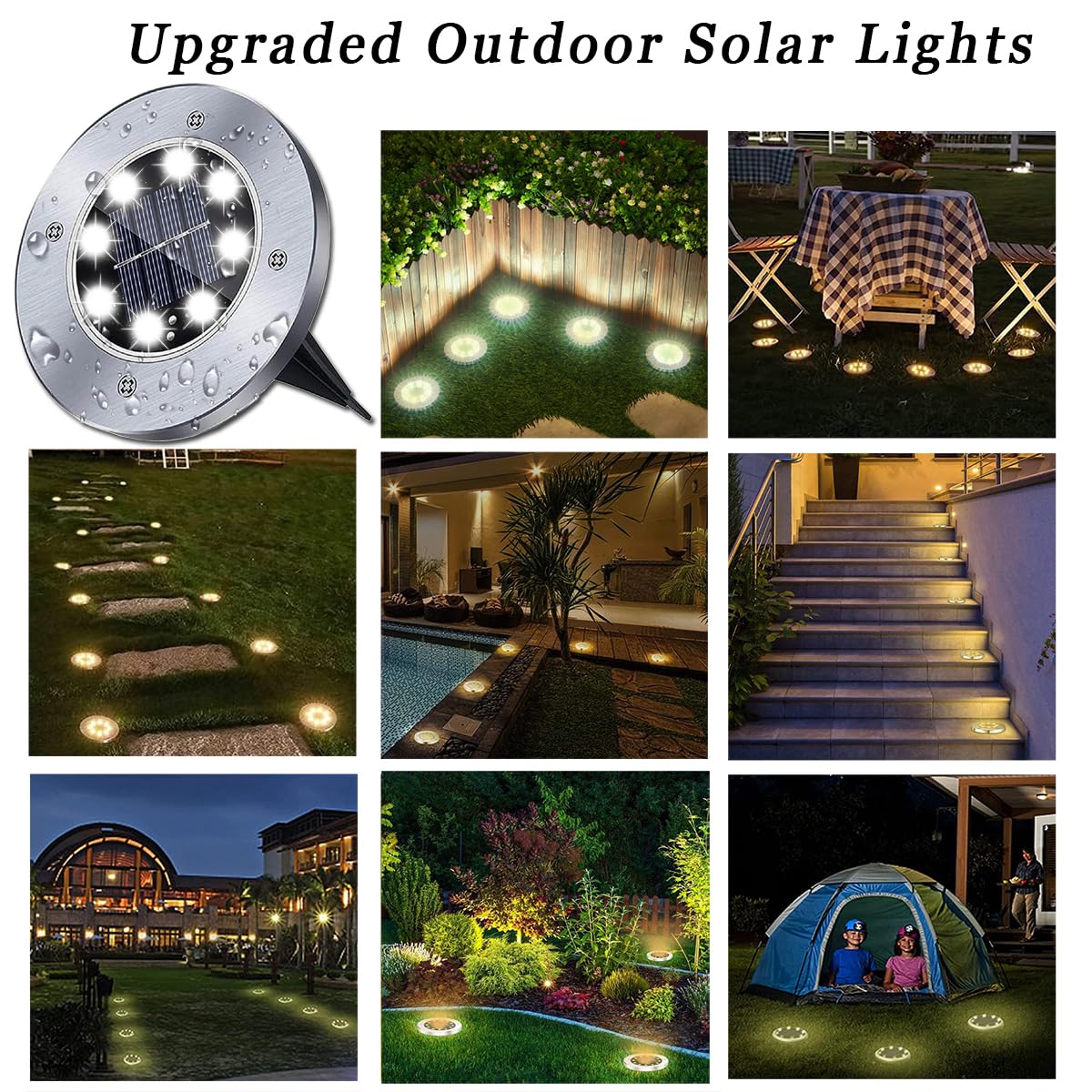 16 Pack Solar Ground Lights Outdoor Waterproof - Solar Garden Lights for Yard, Pathway, Lawn, Patio & Deck - White LED Landscape Lighting for Walkway & Garden Decor (Perfect for Evening Outdoor Ambiance)