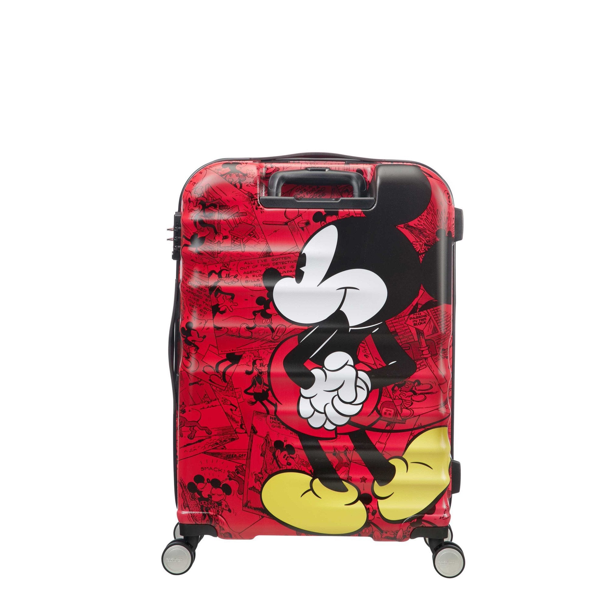 American Tourister Disney Wavebreaker Spinner Medium Luggage - Mickey Comics Red Suitcase for Travel, Vacation & Airplane Carry-On | Durable Hardshell Spinner Bag with 4 Wheels