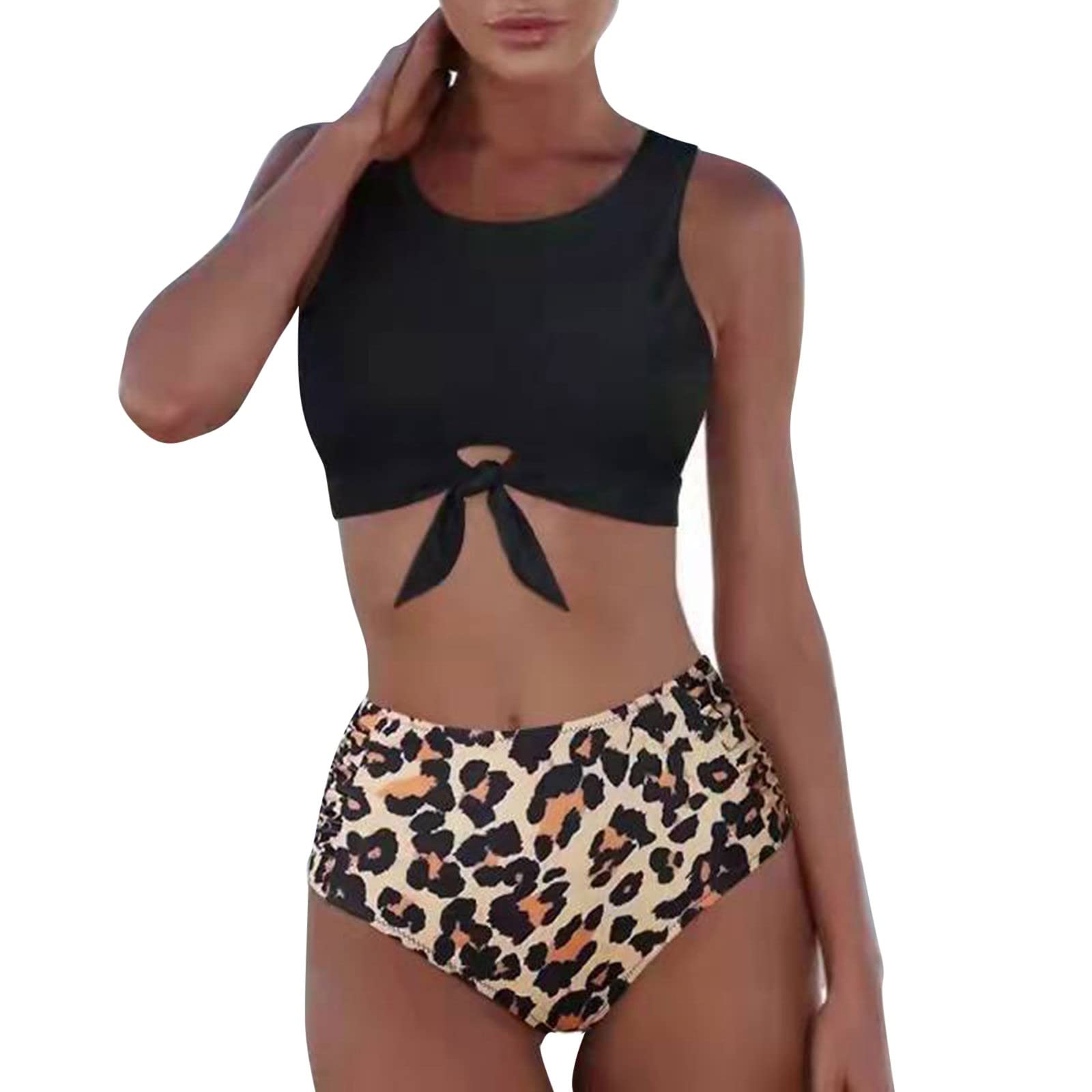 Vintage Ruched Bikini Set - Retro High Waist Swimwear for Women, Beach & Pool