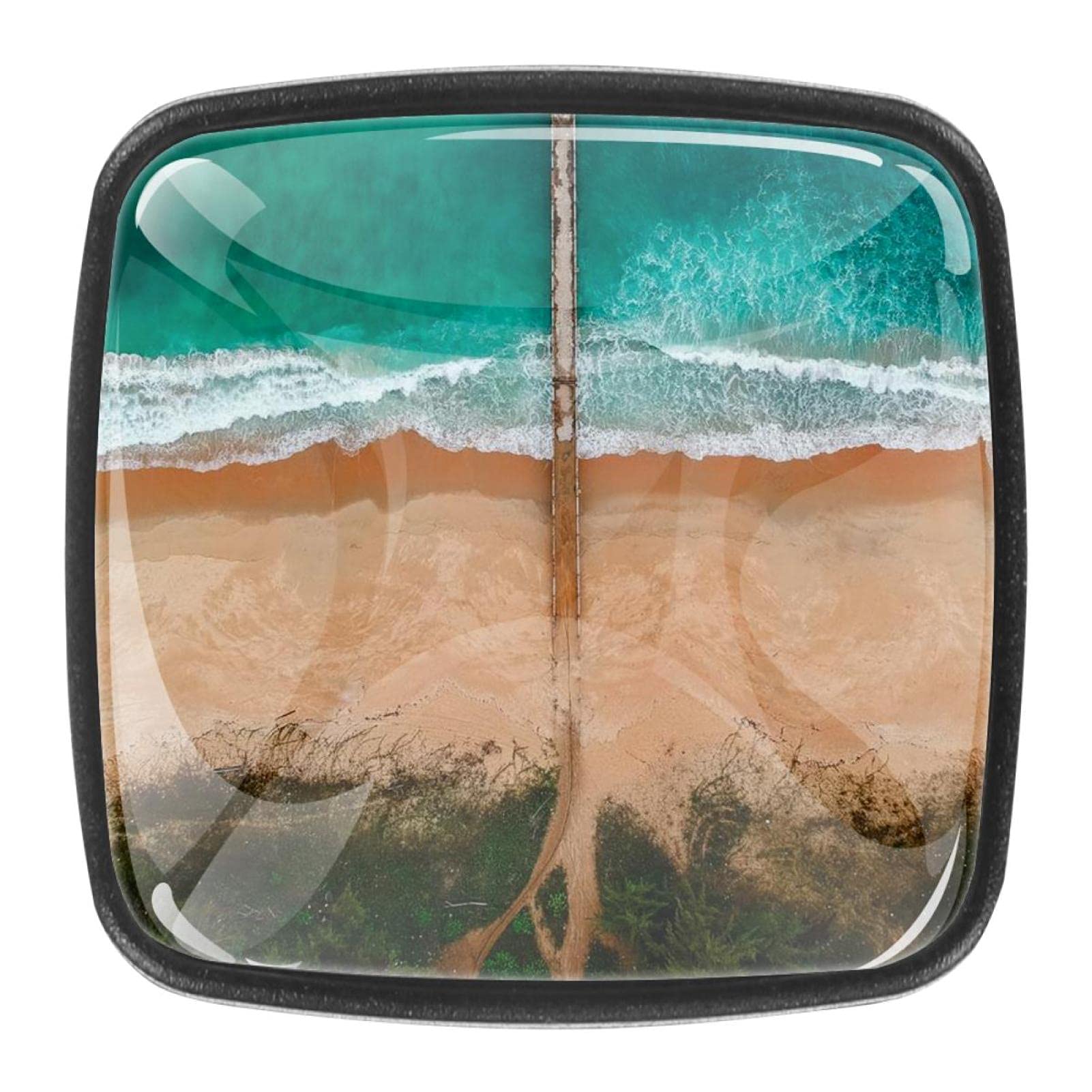 Crystal Glass Kitchen Cabinet Knobs - 1.18 Inch Coastal Beach Themed Drawer Pulls (4 Pack) - Perfect for Nautical Bathroom, Seaside Cottage & Ocean-Inspired Home Decor