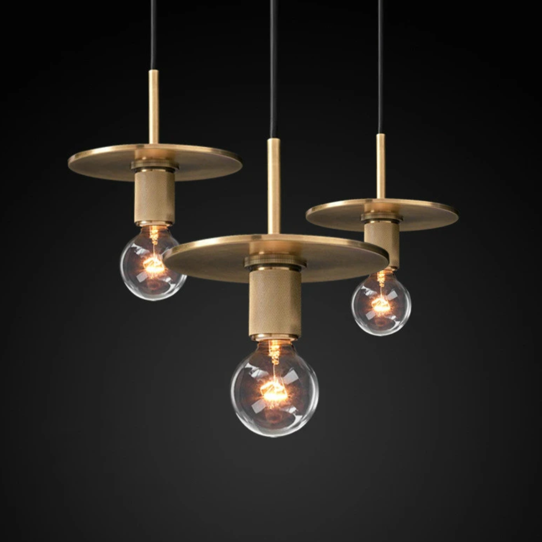 Vintage Brass Pendant Light - Retro Industrial Style Hanging Fixture for Kitchen Island, Dining Room, and Bar Lighting
