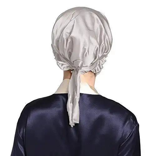 Luxury Silk Sleep Cap with Adjustable Ribbons for Women - Soft & Breathable Night Hair Cover for Sleeping, Travel & Spa