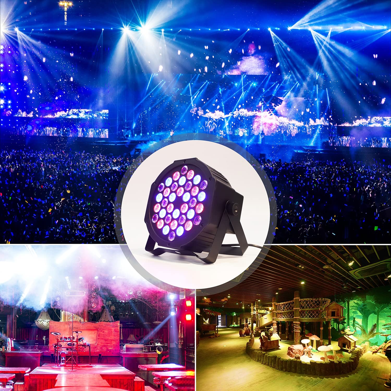 **36 LED Par Lights RGB DJ Stage Lighting with 7 Modes, Sound Activation & DMX Control - Perfect for Birthday Parties, Weddings, Christmas & Events (8-Pack)**
