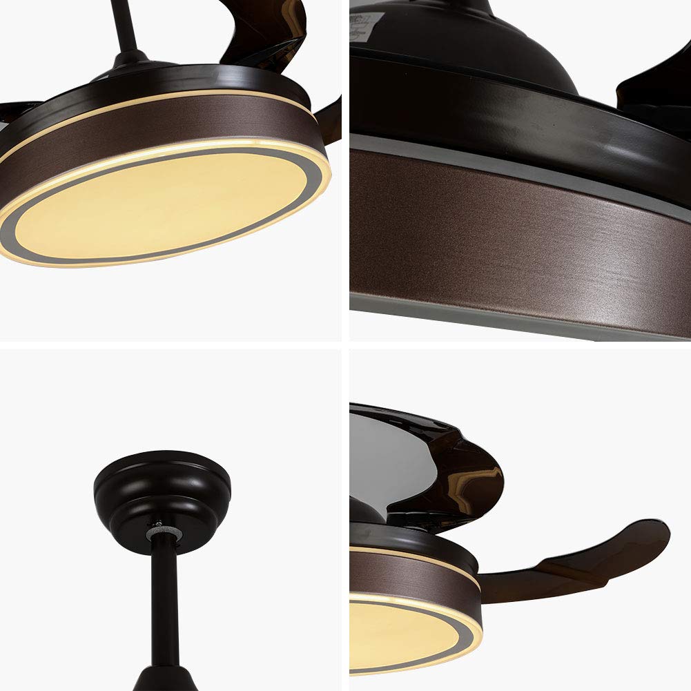 42 Inch LED Ceiling Fan with Lights and Remote Control - Modern Chandelier Fan for Bedroom, Dining Room, Living Room - 3 Speed, 3 Color Options - Perfect for Home Cooling and Stylish Lighting (Style 1)