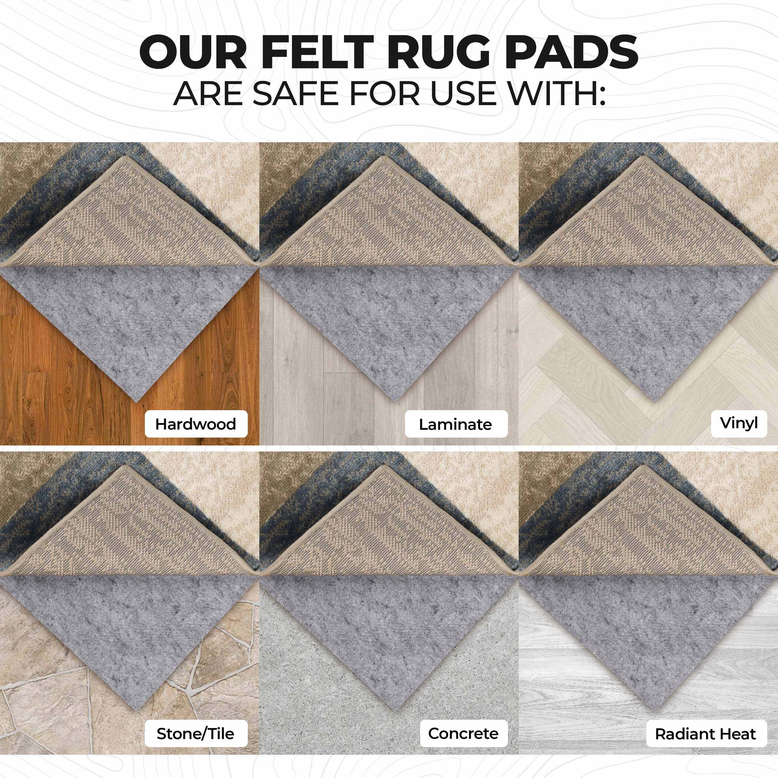 Non-Slip Floor Protector Rug Pad - Premium Polyester Felt & Rubber Grip for Hardwood, Tile & Laminate Floors - Perfect for Living Room, Bedroom & High Traffic Areas