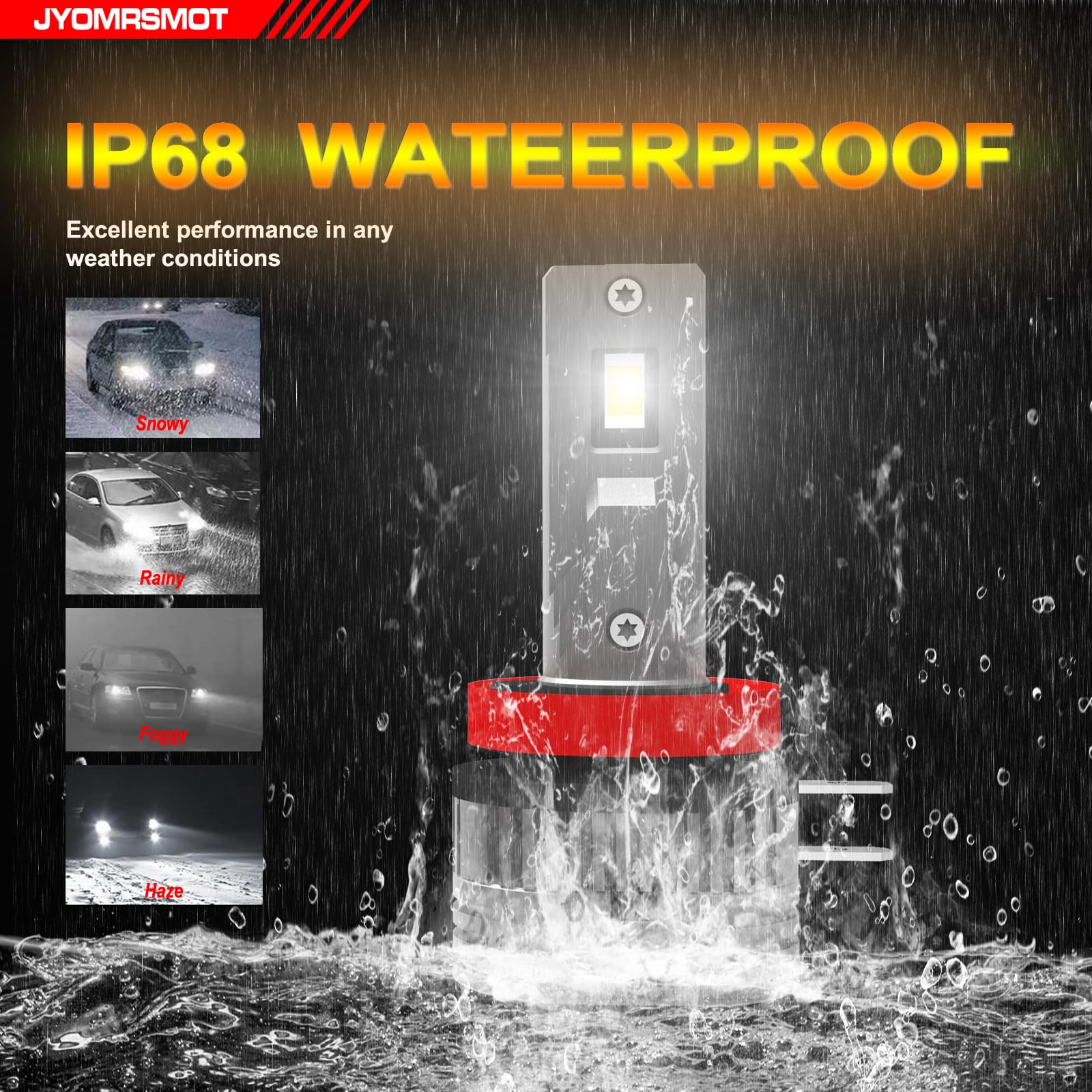 H11B LED Fog Light Bulbs 32000LM 100W 6000K Pure White - 600% Brighter Than Halogen, IP68 Waterproof, 60,000 Hours Lifespan, Plug & Play - Perfect for Off-Roading, Night Driving & Bad Weather (Pack of 2)