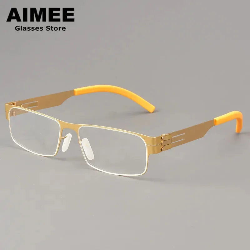 Aimee Women's Full Rim Square Screwless Steel Eyeglasses 13517 - Stylish Lightweight Glasses for Work, Reading & Fashion
